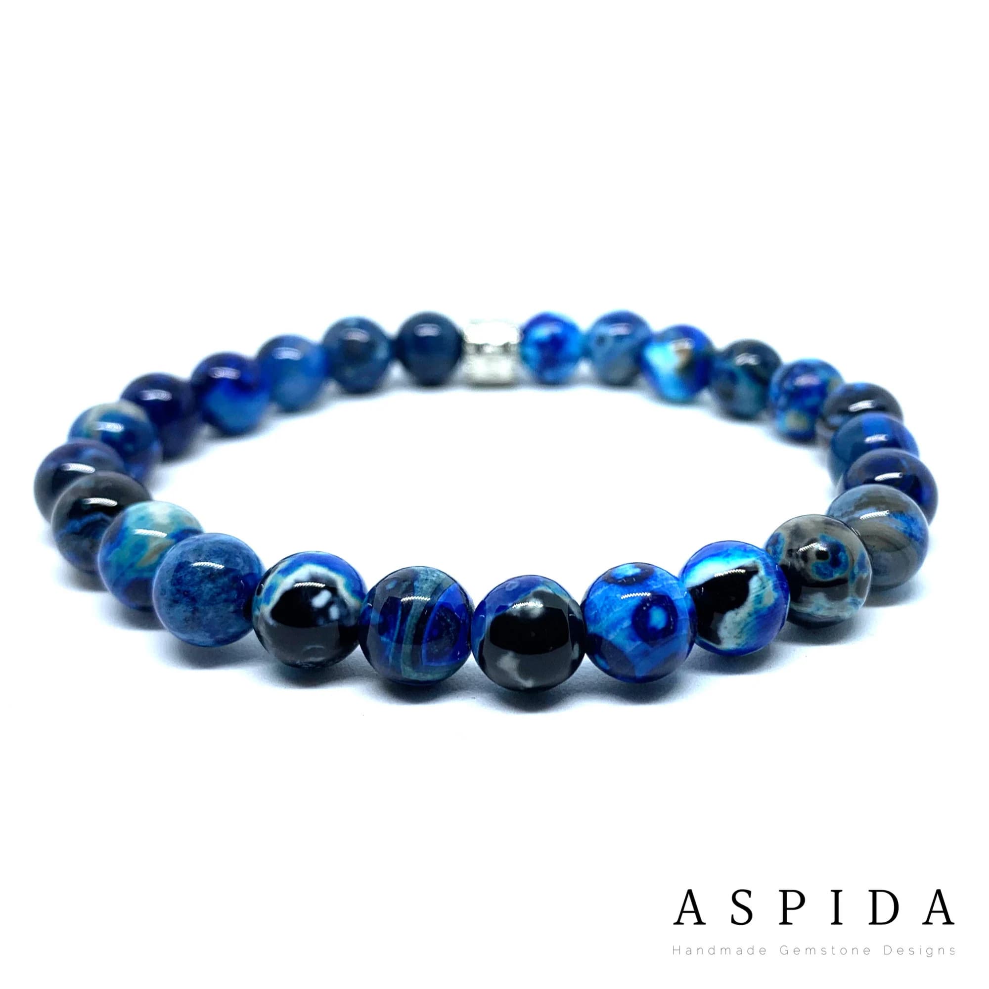 Real Blue Agate Gemstone Crystal Bracelet, Bracelet For Men, Bracelet For Women, Bracelet For Couple, Customize Bracelet, Adjustable Gift,