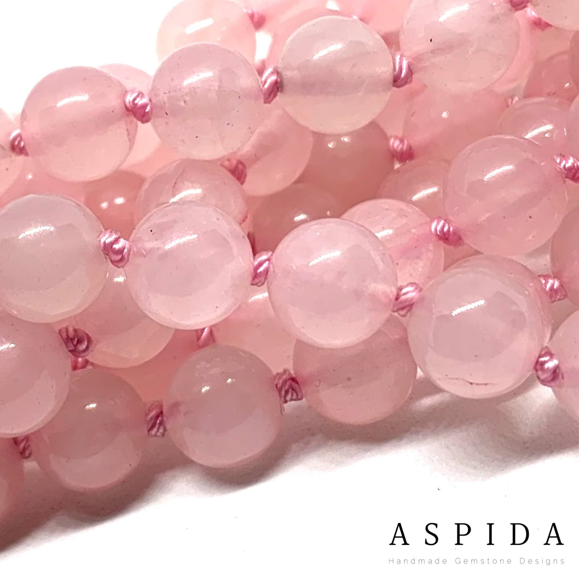 Real Rose Quartz Gemstone Mala Spiritual Necklace, Hand Knotted 108 Mala Beads, 108 Mala Beads, Tassel Necklace, Japa Mala, Meditation Mala - image 5