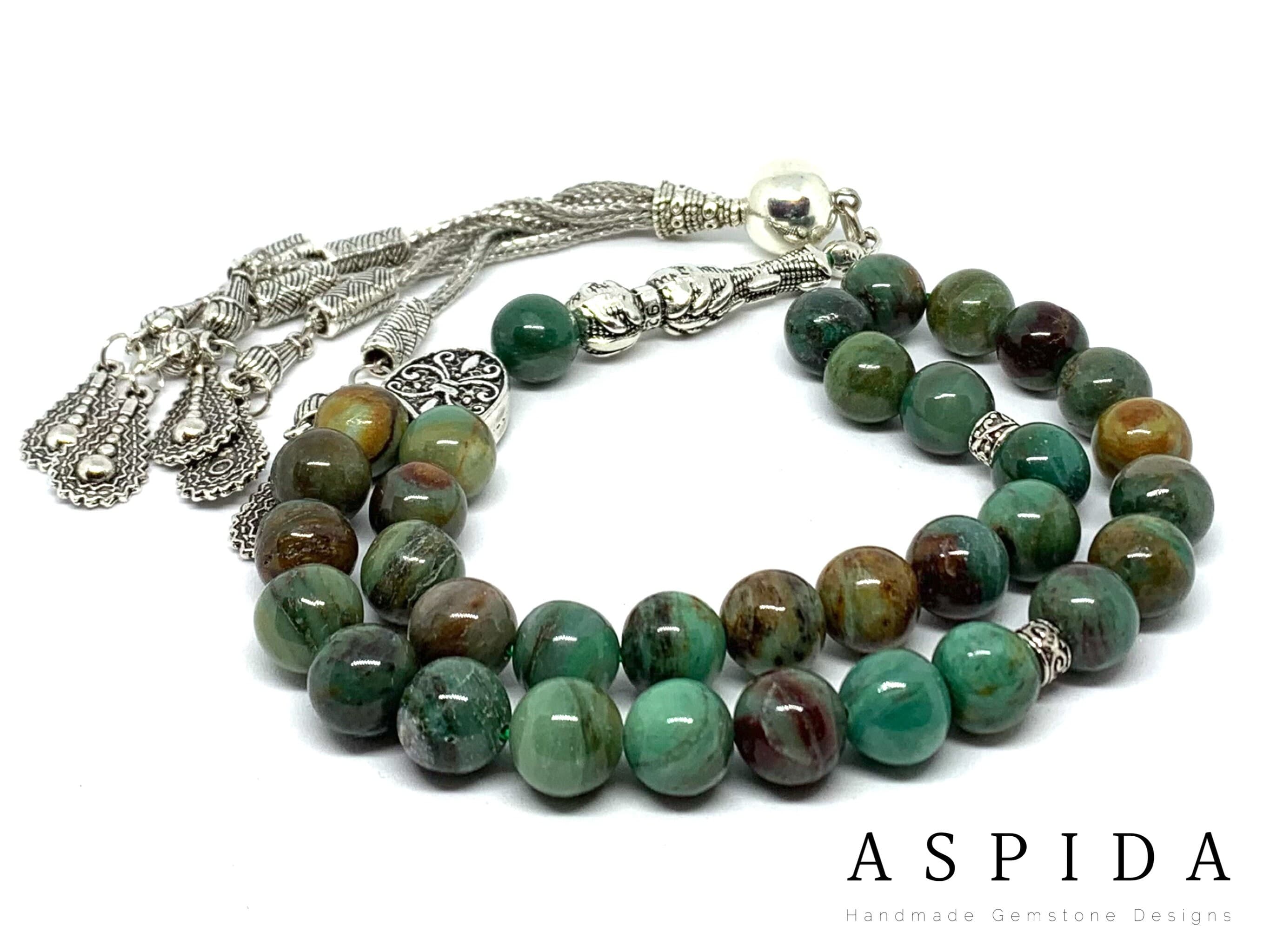 Real Jade Gemstone, Islamic Prayer 33 Beads, Tasbih, Tesbih, Misbaha, Tasbeeh, Sibha, Rosary, Tasbih 33, Tasbih Personalized 10mm, Big Size - image 3