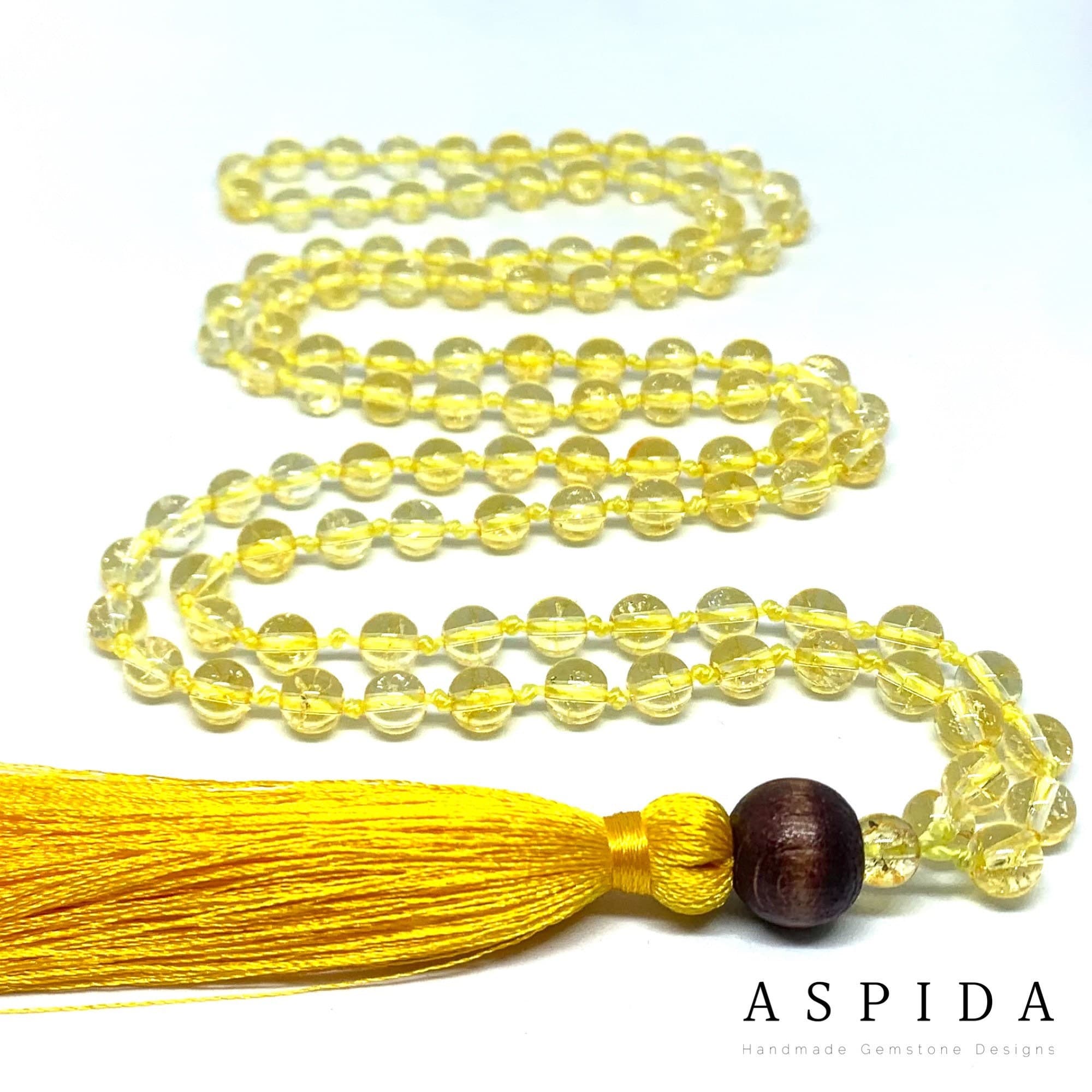 Real Citrine Gemstone Mala Spiritual Necklace 6mm , Hand Knotted 108 Mala Beads, 108 Mala Beads, Mala Tassel Necklace, Japa Mala, Meditation - image 3