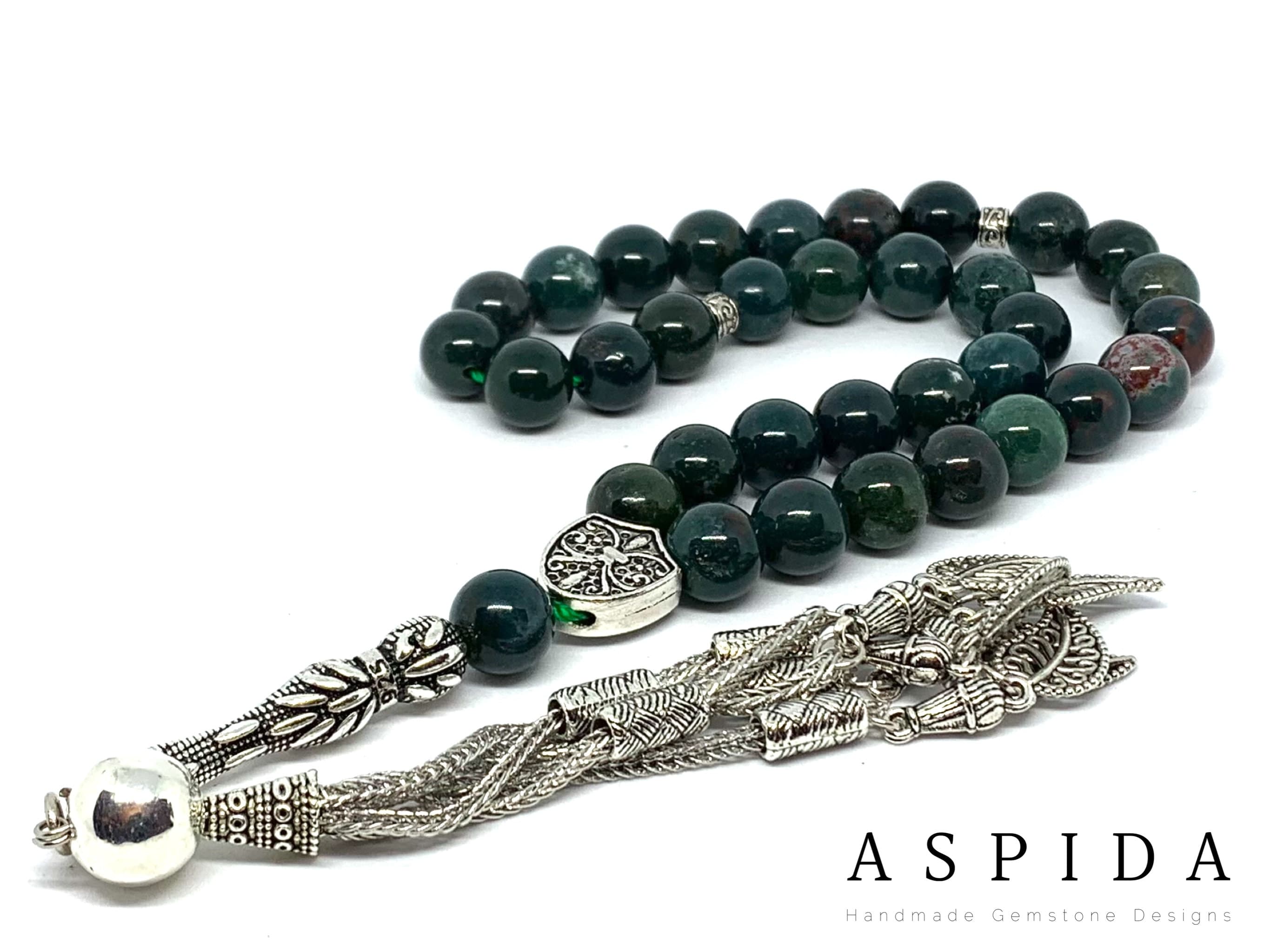 Real Bloodstone Gemstone, Islamic Prayer 33 Beads, Tasbih, Tesbih, Misbaha, Tasbeeh, Sibha, Rosary, Tasbih 33, Tasbih Personalized 10mm