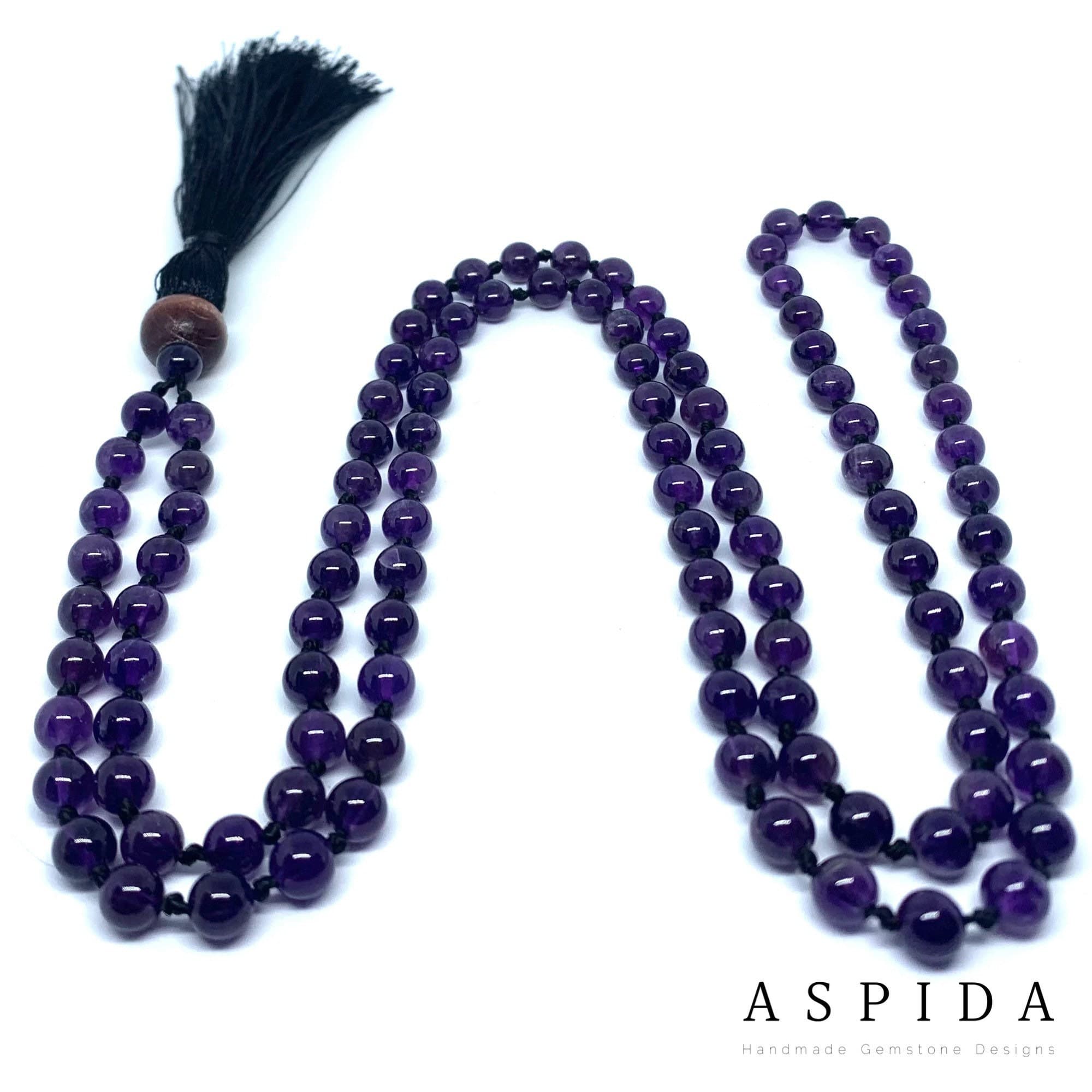 Real Amethyst Gemstone Mala Spiritual Necklace 6mm , Hand Knotted 108 Mala Beads, 108 Mala Bead, Mala Tassel Necklace, Japa Mala, Meditation - image 4