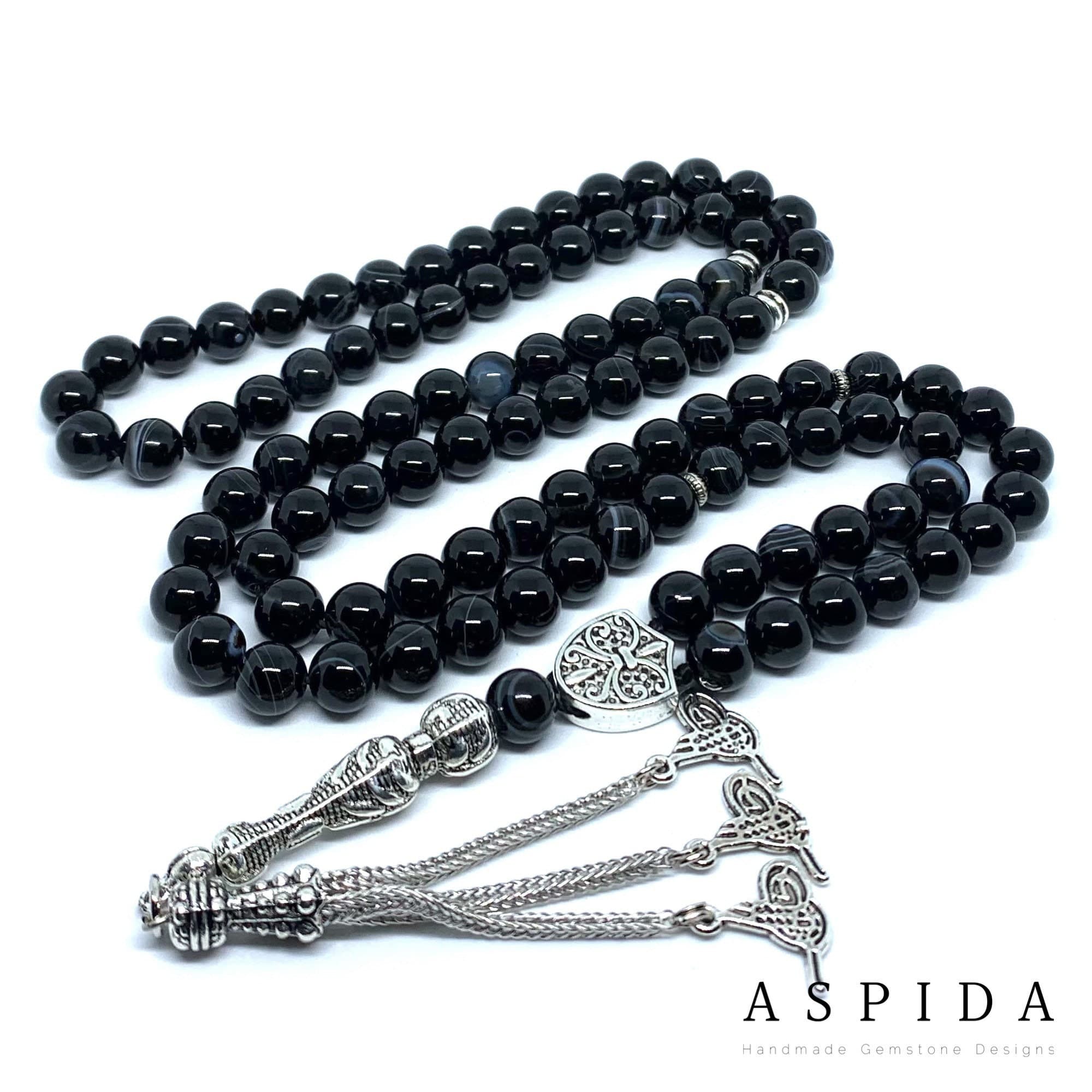 Real Agate Gemstone, Islamic Prayer 99 Beads, Tasbih, Tesbih, Misbaha, Tasbeeh, Sibha, Rosary, Tasbih 99, Tasbih Personalized 8 mm, Premium