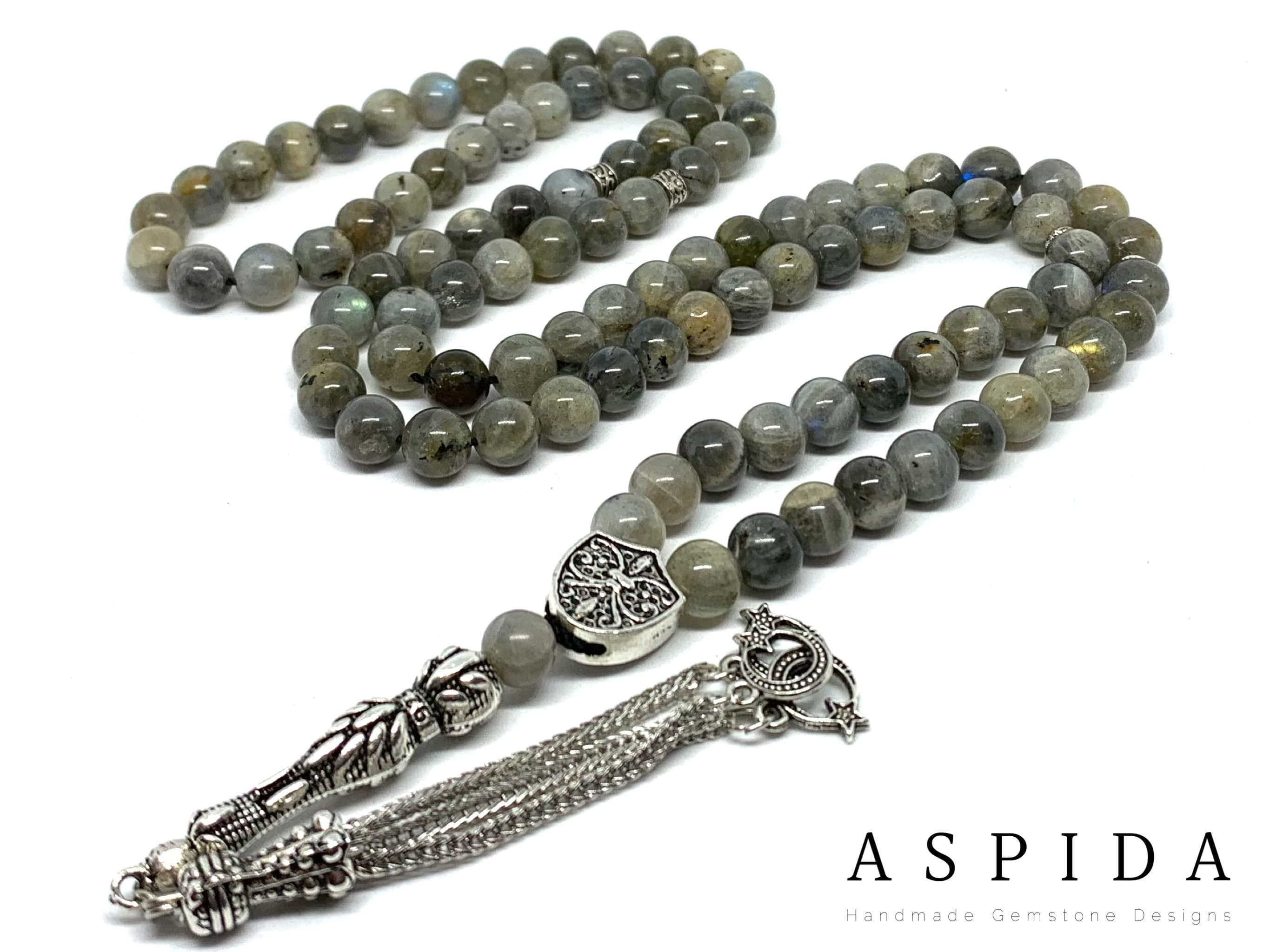 Real Labradorite Gemstone, Islamic Prayer 99 Beads, Tasbih, Tesbih, Misbaha, Tasbeeh, Sibha, Rosary, Tasbih 99, Tasbih Personalized 8 mm,