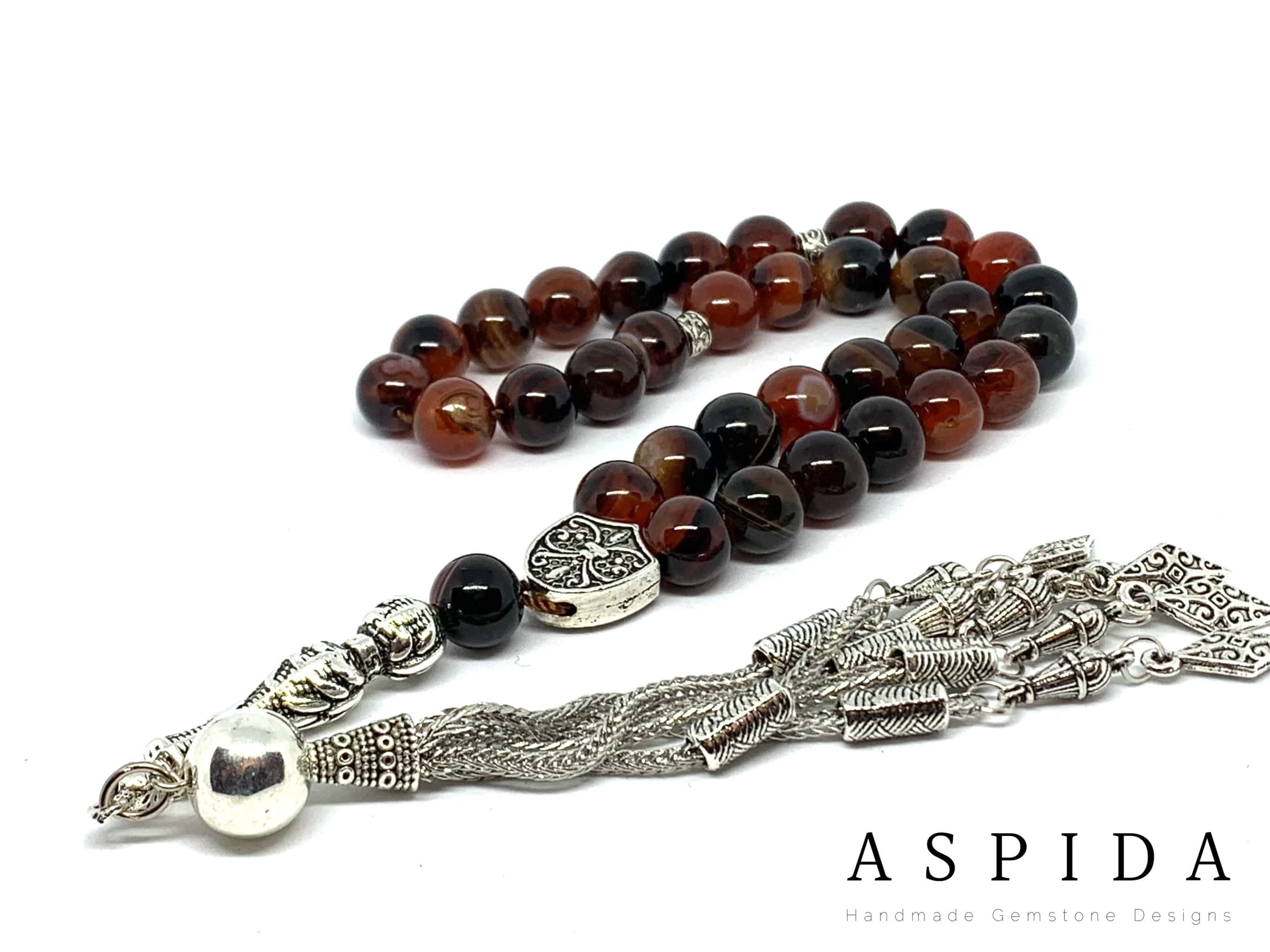 Real Agate Gemstone, Islamic Prayer 33 Beads, Tasbih, Tesbih, Misbaha, Tasbeeh, Sibha, Rosary, Tasbih 33, Tasbih Personalized 10mm, Big Size