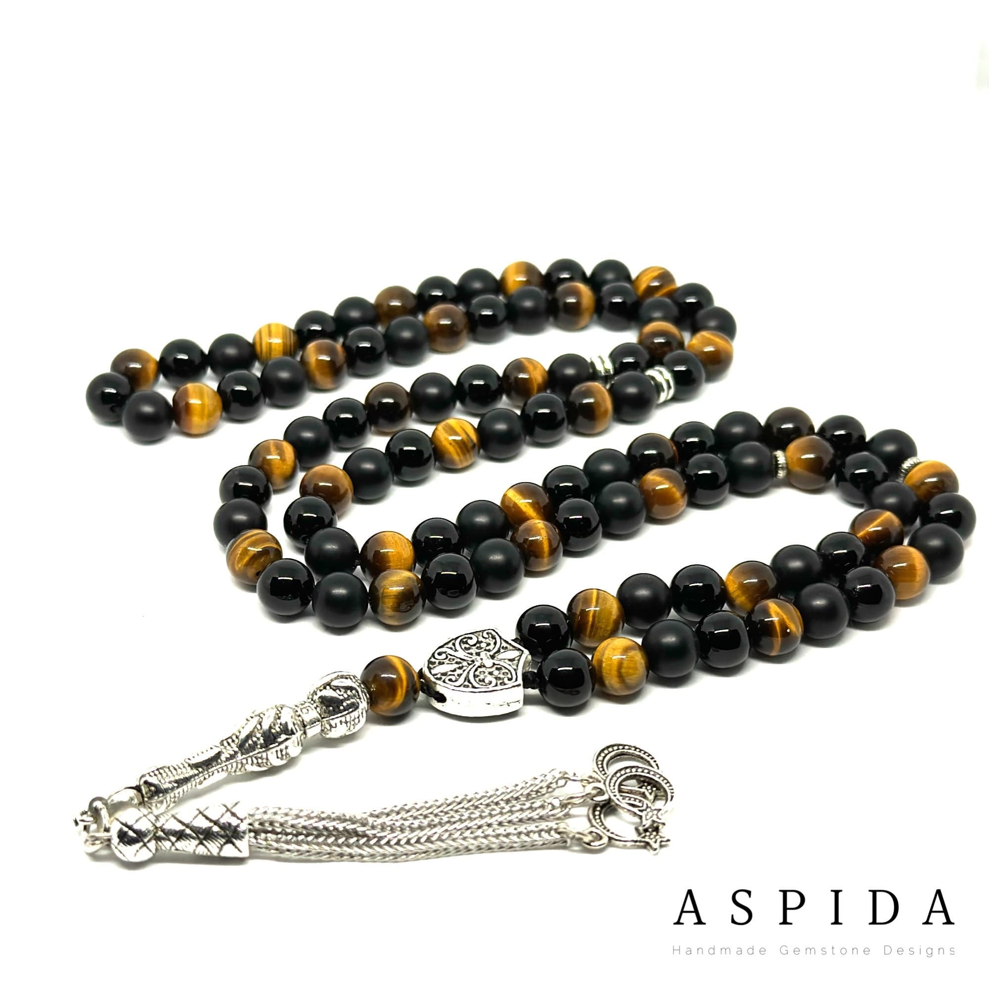 Tiger eyes, Onyx, Obsidian Gemstone, Islamic Prayer 99 Beads 8mm, Tasbih, Tesbih, Misbaha, Tasbeeh, Sibha, Rosary, 99, tasbih Personalized