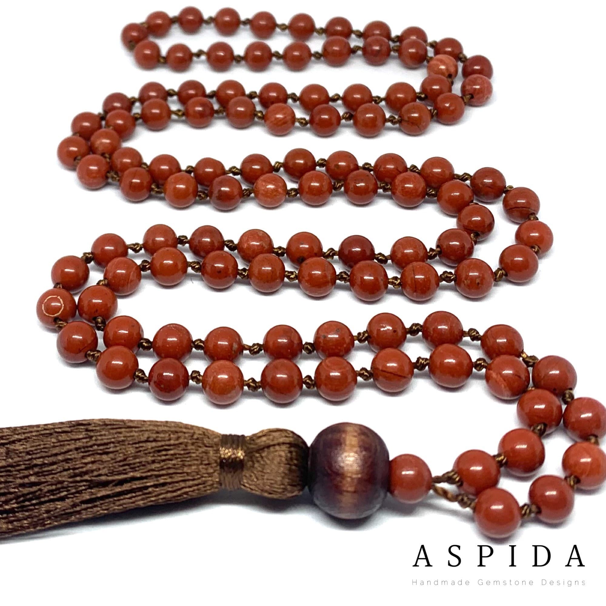 Real Red Jasper Gemstone Mala Spiritual Necklace 6mm, Hand Knotted 108 Mala Beads, 108 Mala Bead, Mala Tassel Necklace, Japamala, Meditation - image 3