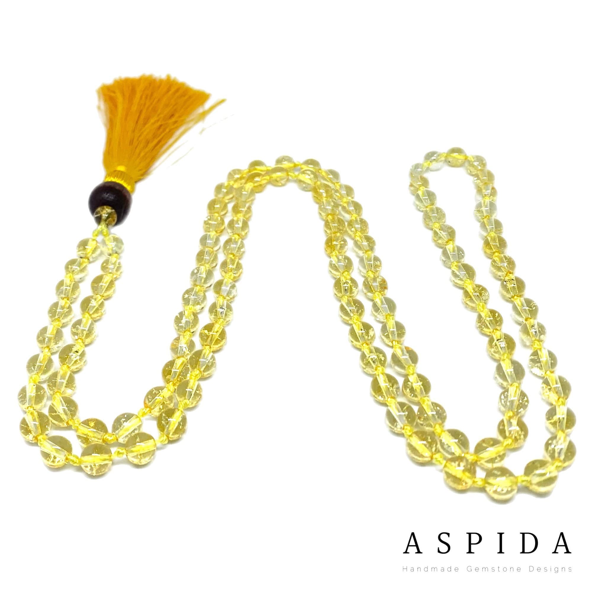 Real Citrine Gemstone Mala Spiritual Necklace 6mm , Hand Knotted 108 Mala Beads, 108 Mala Beads, Mala Tassel Necklace, Japa Mala, Meditation - image 4