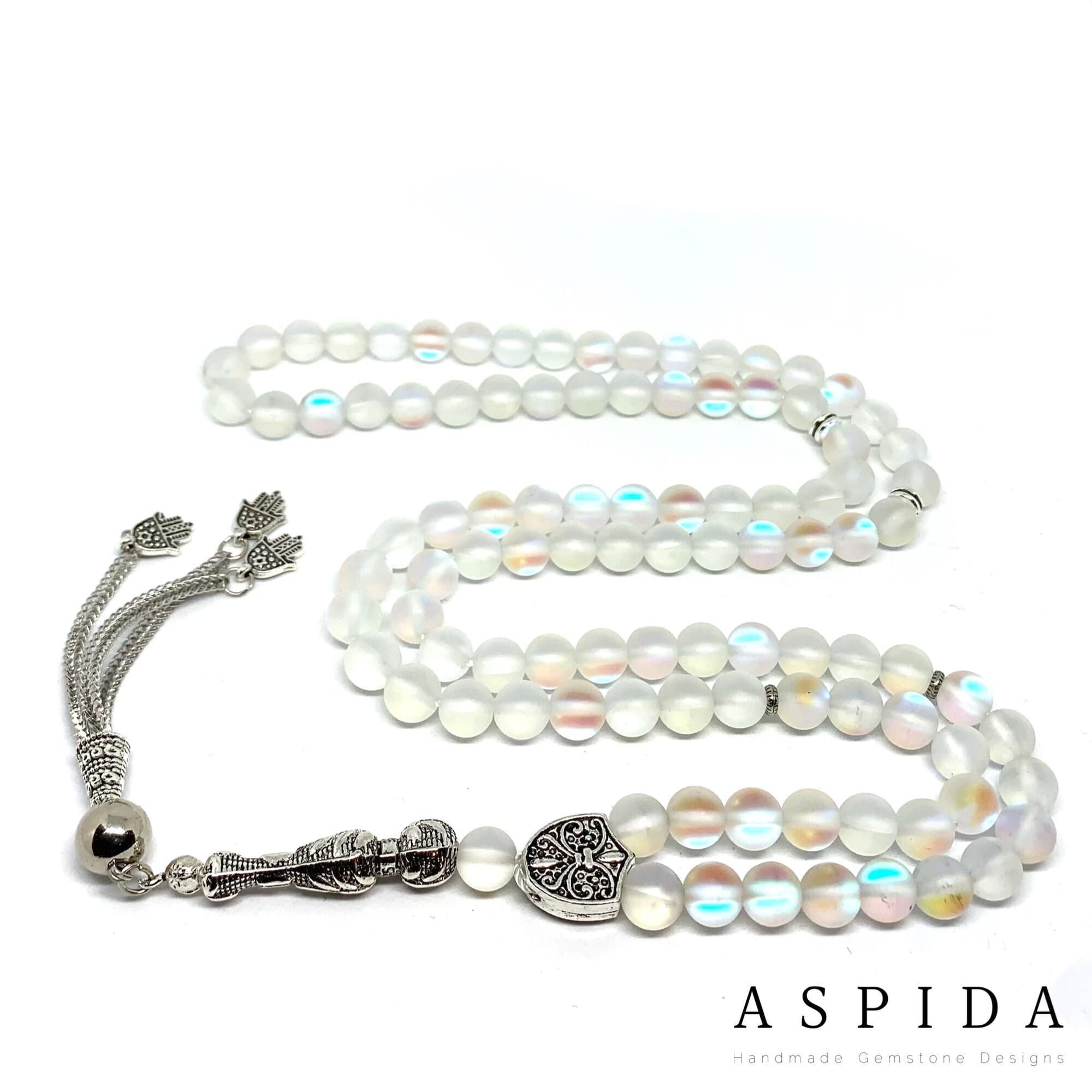 Real Aura Angel Quartz Gemstone, Islamic Prayer 99 Beads, Tasbih, Tesbih, Misbaha, Tasbeeh, Sibha, Tasbih 99, Tasbih Personalized 8 mm, - image 3