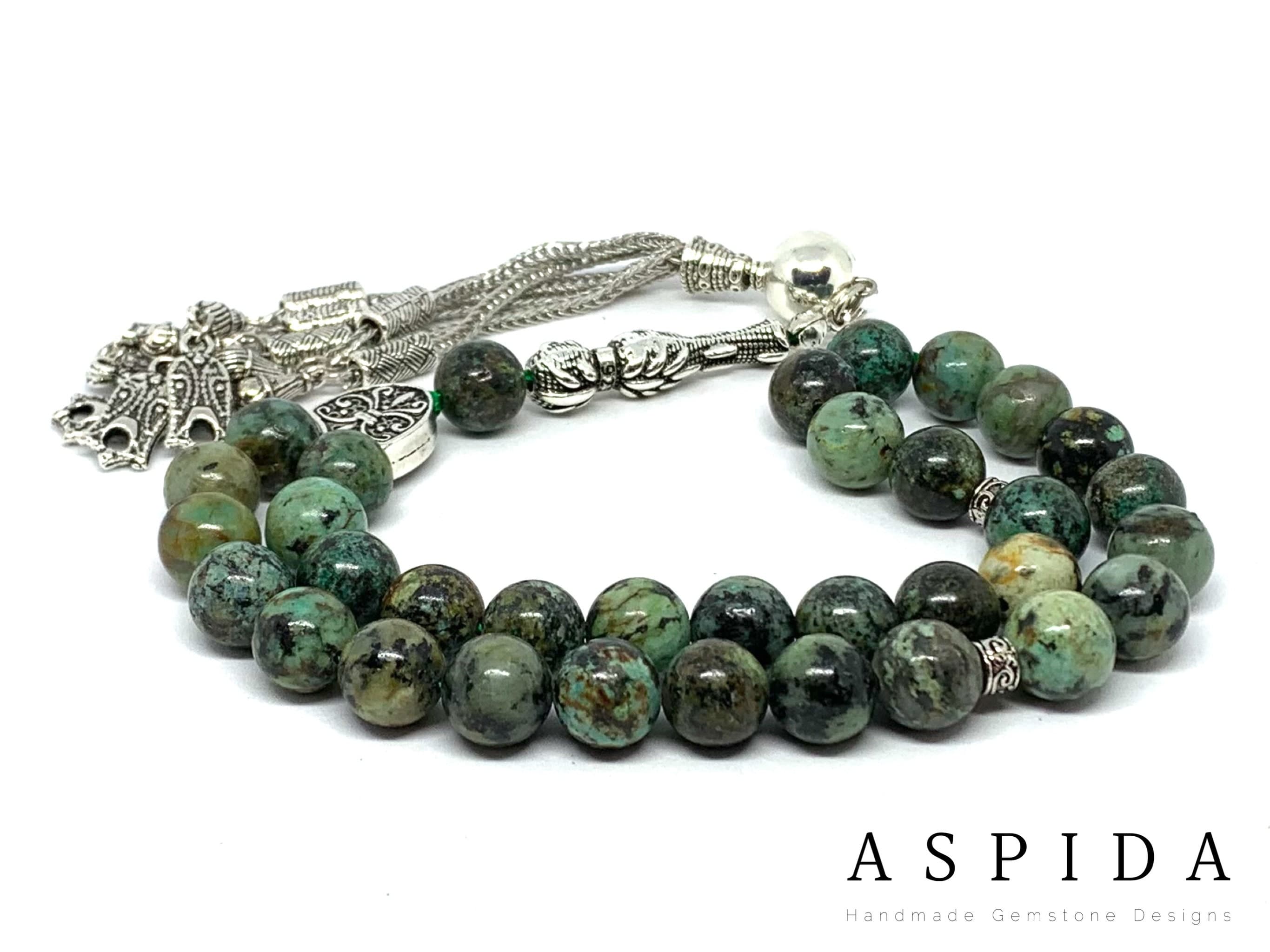 Real African Turquoise Gemstone, Islamic Prayer 33 Beads, Tasbih, Tesbih, Misbaha, Tasbeeh, Sibha, Rosary, Tasbih 33, Personalized 10mm - image 3