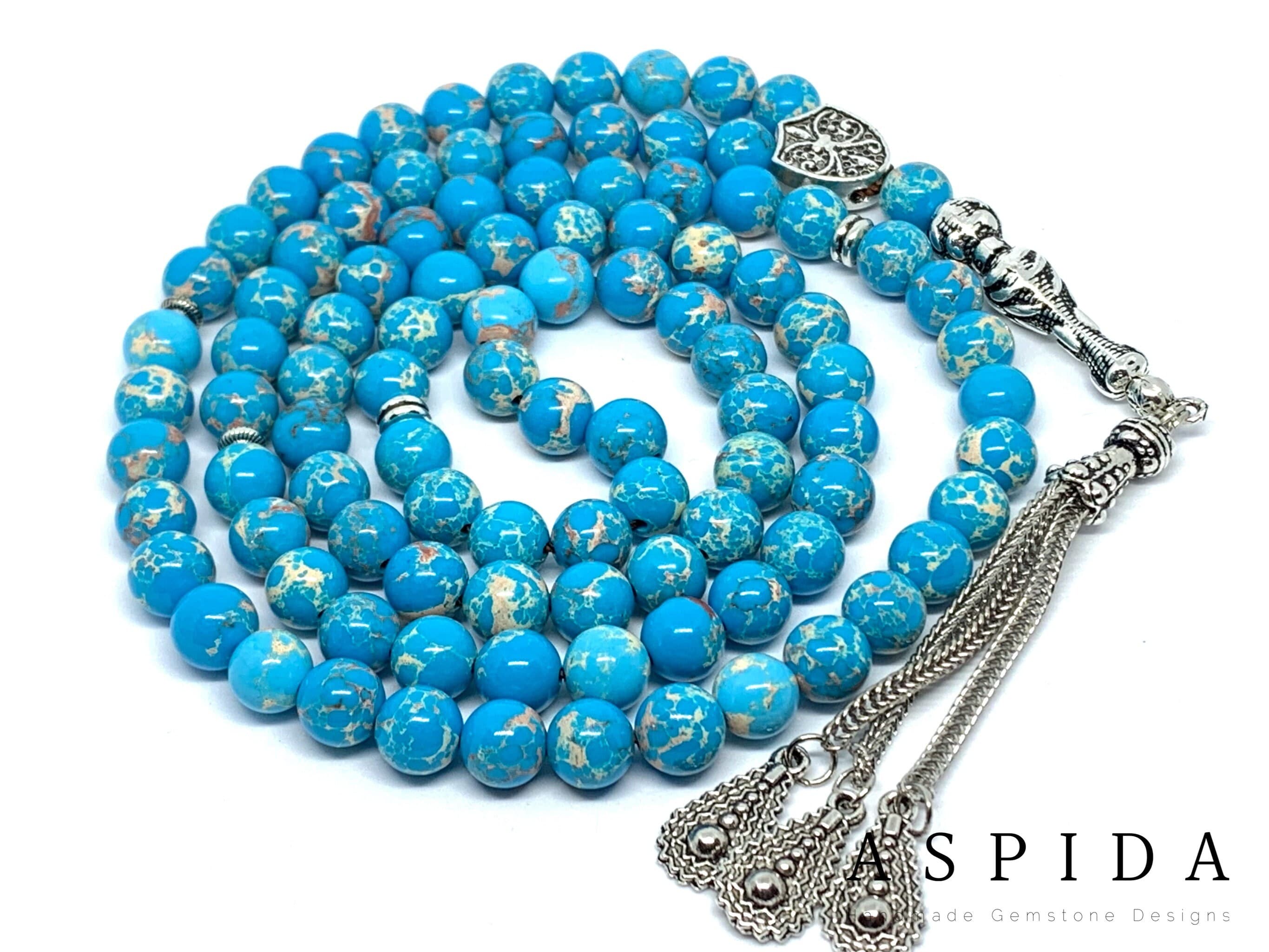 Real Blue Variscite  Natural Crystal Gemstone Personalized Tasbih 99, Prayer Beads, Tesbih, Misbaha, Tasbeeh, Sibha, Rosary, Eid Gift - image 4