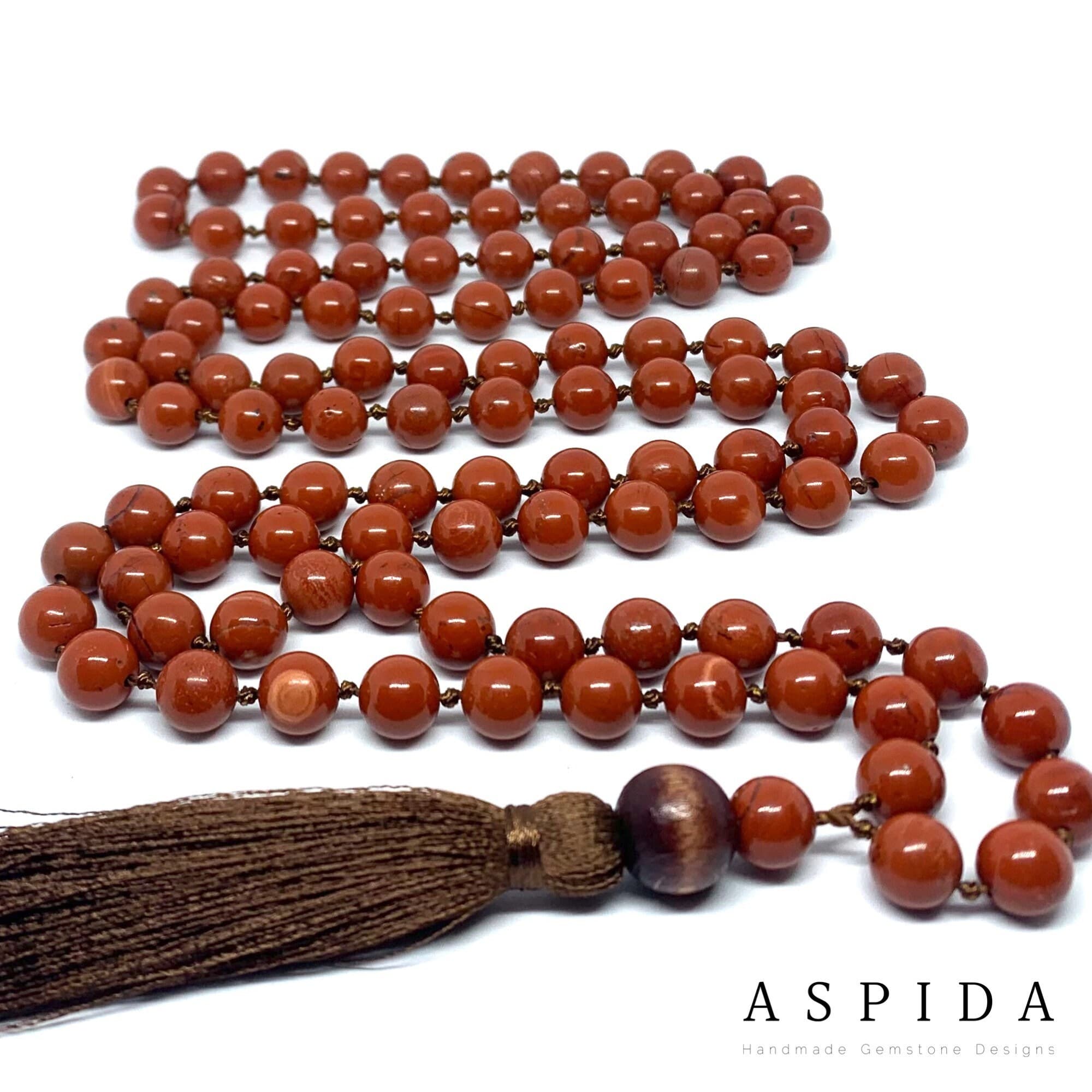 Real Jasper Gemstone Mala Spiritual Necklace, Hand Knotted 108 Mala Beads, 108 Mala Beads, Mala Tassel Necklace, Japa Mala, Meditation Mala - image 3