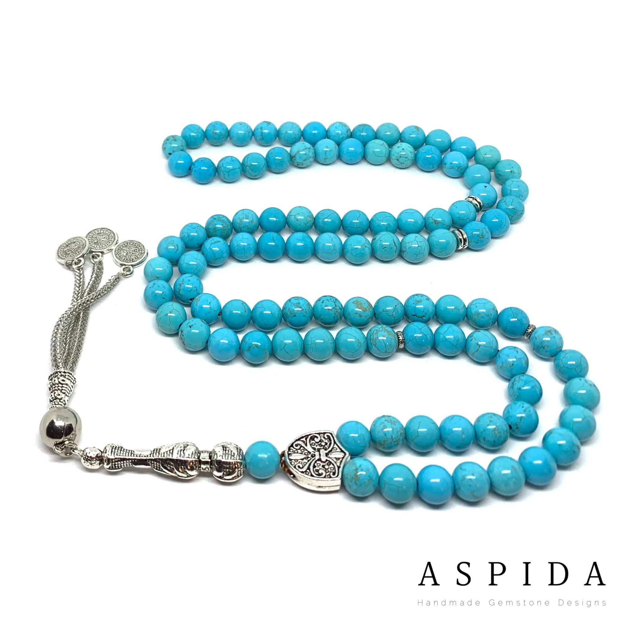 Real Turquoise Gemstone, Islamic Prayer 99 Beads, Tasbih, Tesbih, Misbaha, Tasbeeh, Sibha, Rosary, Tasbih 99, Tasbih Personalized 8 mm, Pre - image 3