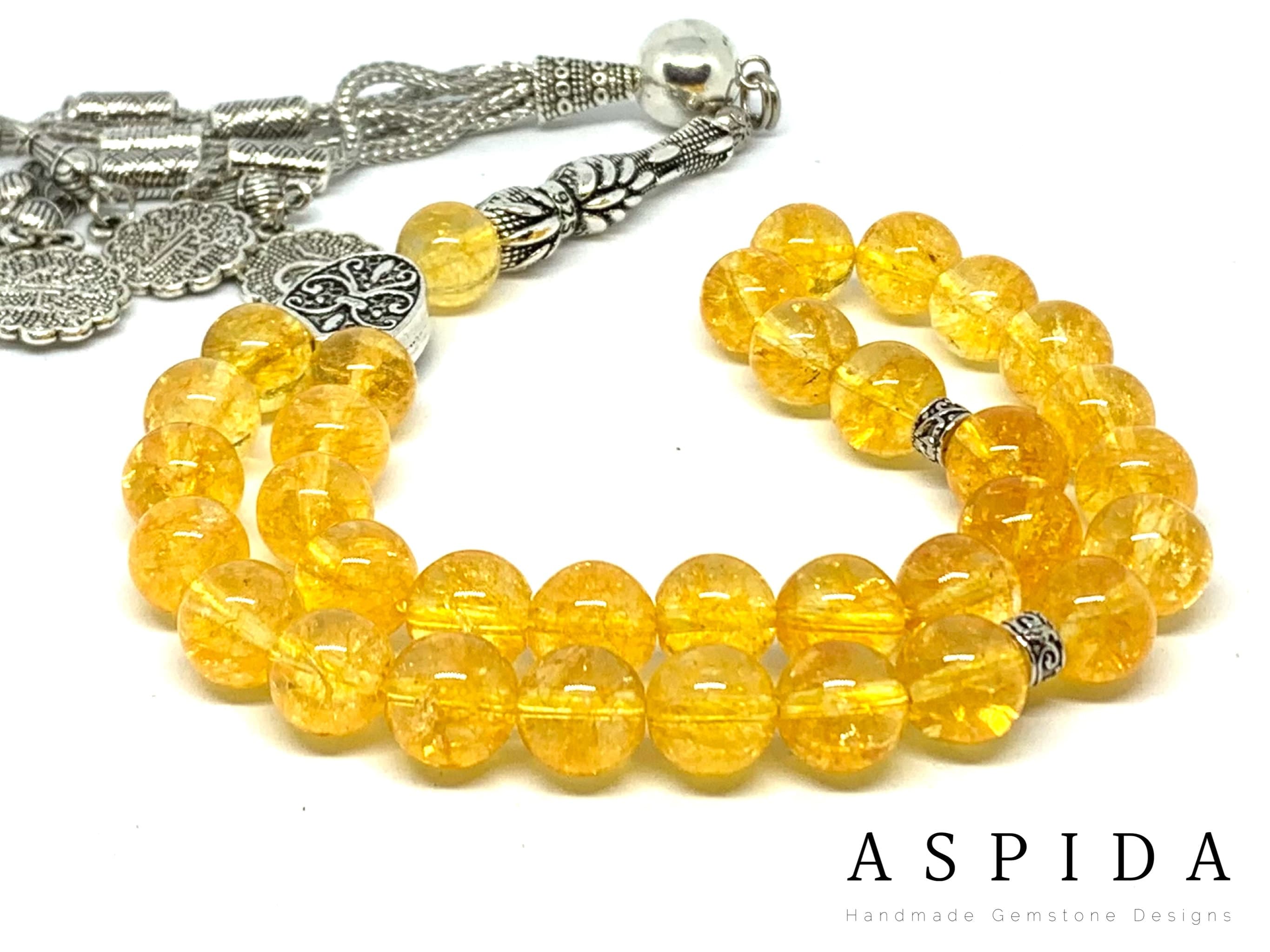 Real Citrine Gemstone, Islamic Prayer 33 Beads, Tasbih, Tesbih, Misbaha, Tasbeeh, Sibha, Rosary, Tasbih 33, Tasbih Personalized 10mm, Big - image 3