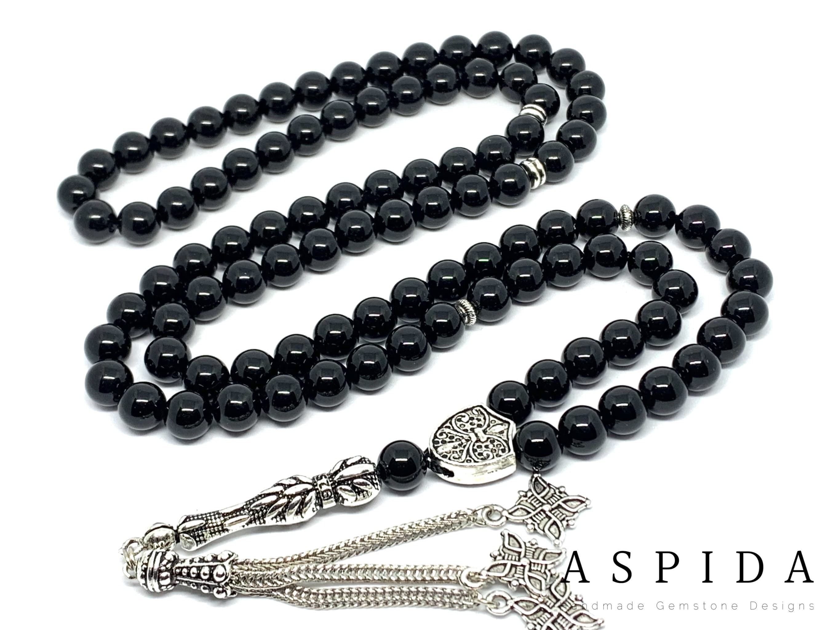 Real Black Onyx  Natural Crystal Gemstone Personalized Tasbih 99, Prayer Beads, Tesbih, Misbaha, Tasbeeh, Sibha, Rosary, Eid Gift, Premium