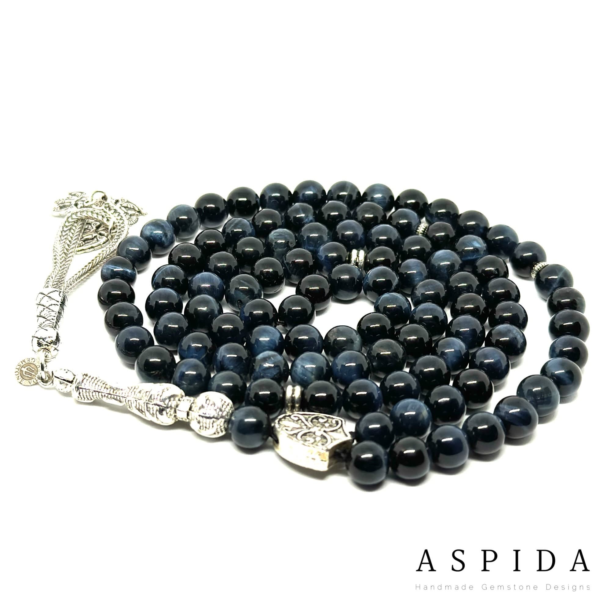 Real Black Tiger eyes Gemstone, Islamic Prayer 99 Beads, Tasbih, Tesbih, Misbaha, Tasbeeh, Sibha, Rosary, Tasbih 99, Tasbih Personalized 8mm - image 3