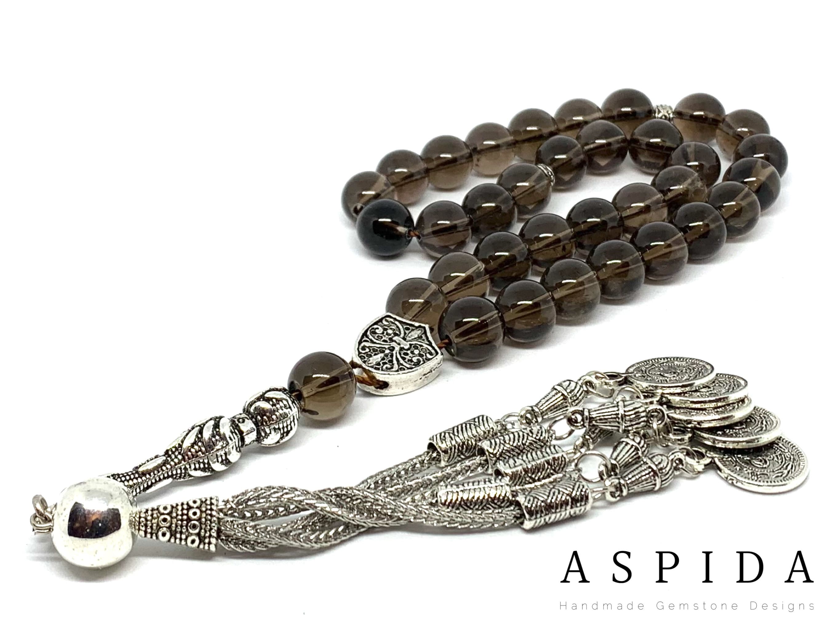 Real Smoky Quartz Gemstone, Islamic Prayer 33 Beads, Tasbih, Tesbih, Misbaha, Tasbeeh, Sibha, Rosary, Tasbih 33, Tasbih Personalized 10mm