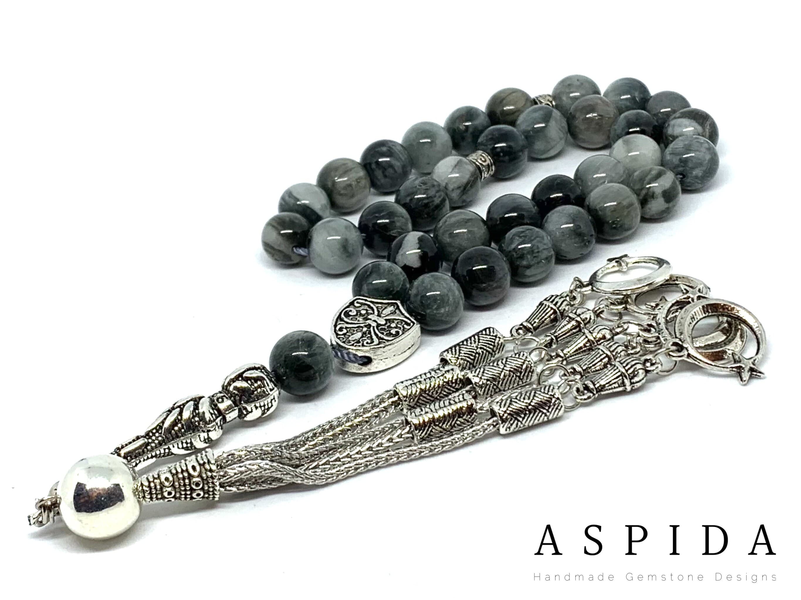 Real Hawk Eyes Gemstone, Islamic Prayer 33 Beads, Tasbih, Tesbih, Misbaha, Tasbeeh, Sibha, Rosary, Tasbih 33, Tasbih Personalized 10mm, Big