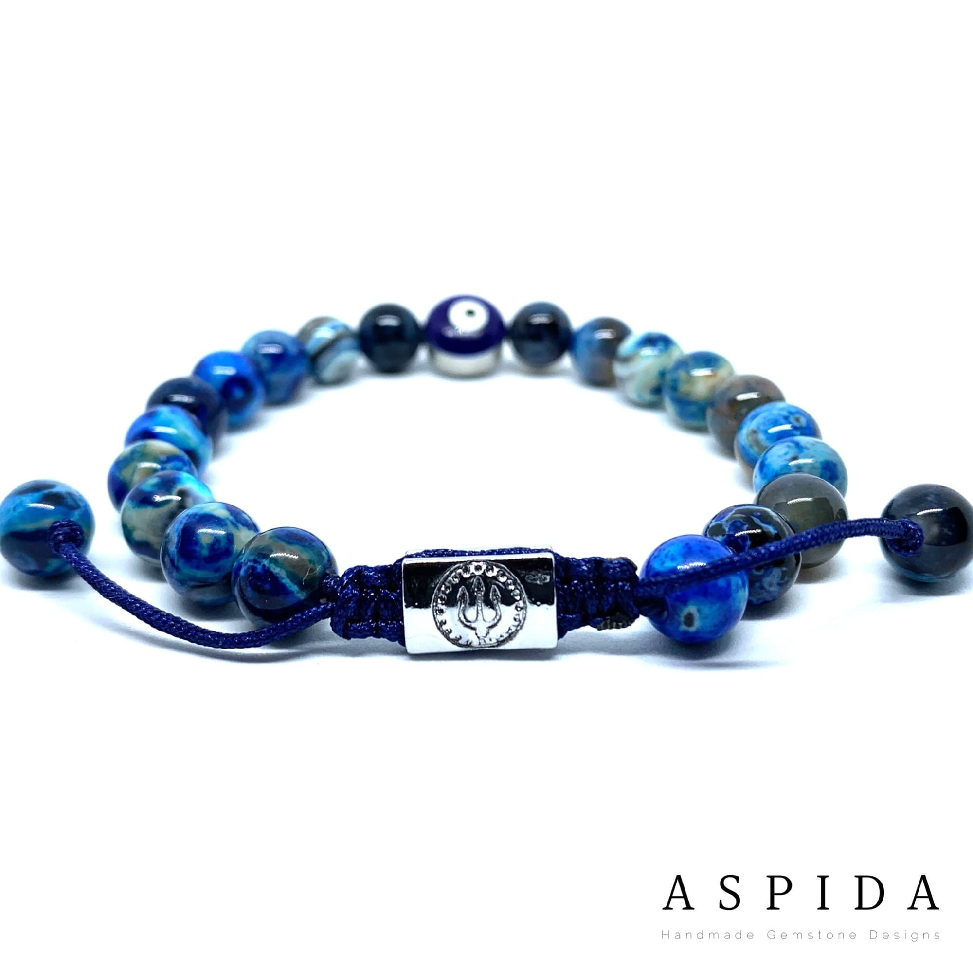 Real Blue Agate Evil Eye Gemstone Crystal Bracelet, Bracelet For Men, Bracelet For Women, Bracelet For Couple, Customize Gıft, Adjustable - image 5