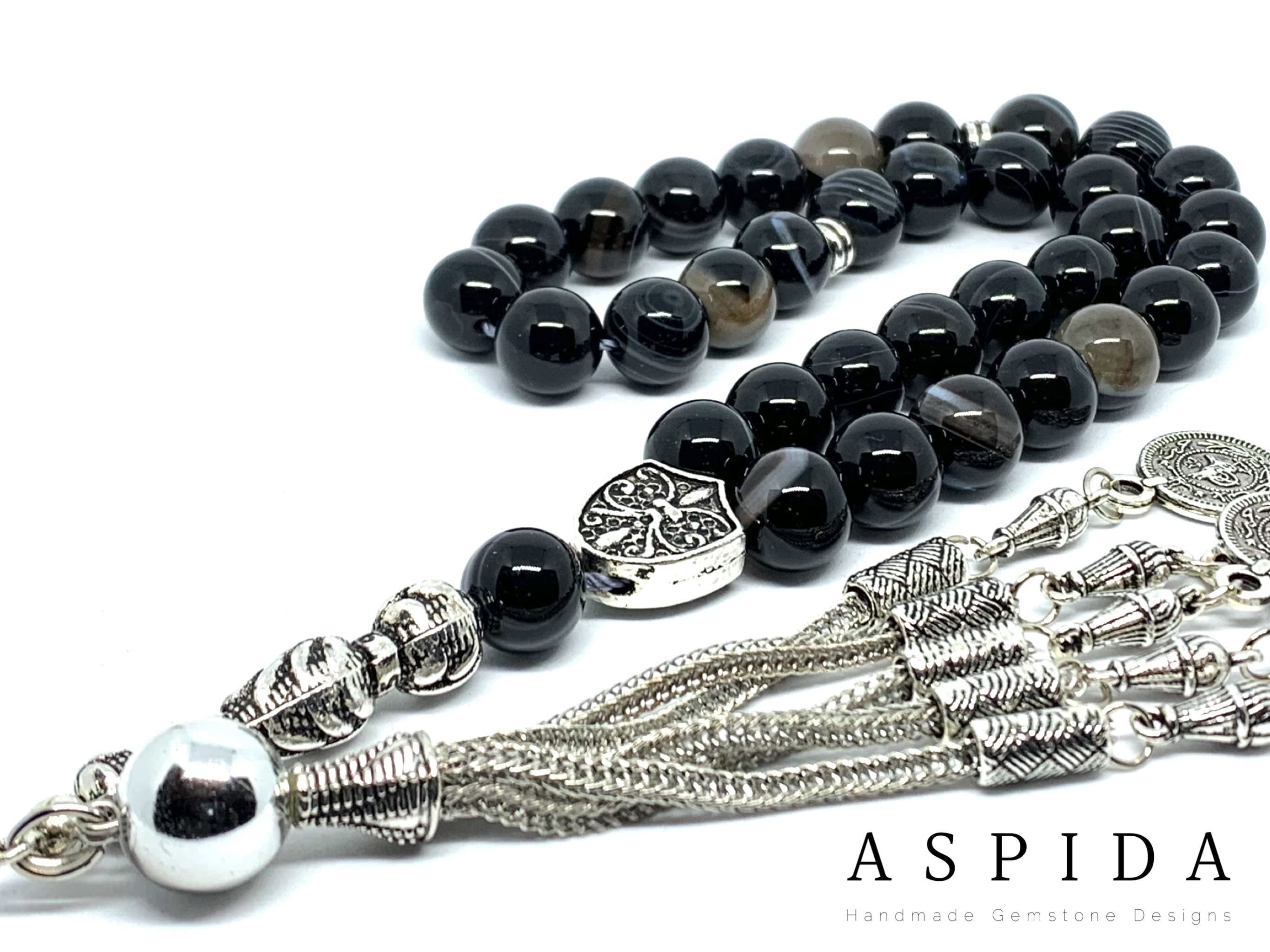 Real Agate Gemstone, Islamic Prayer 33 Beads, Tasbih, Tesbih, Misbaha, Tasbeeh, Sibha, Rosary, Tasbih 33, Tasbih Personalized 10mm, Big Size