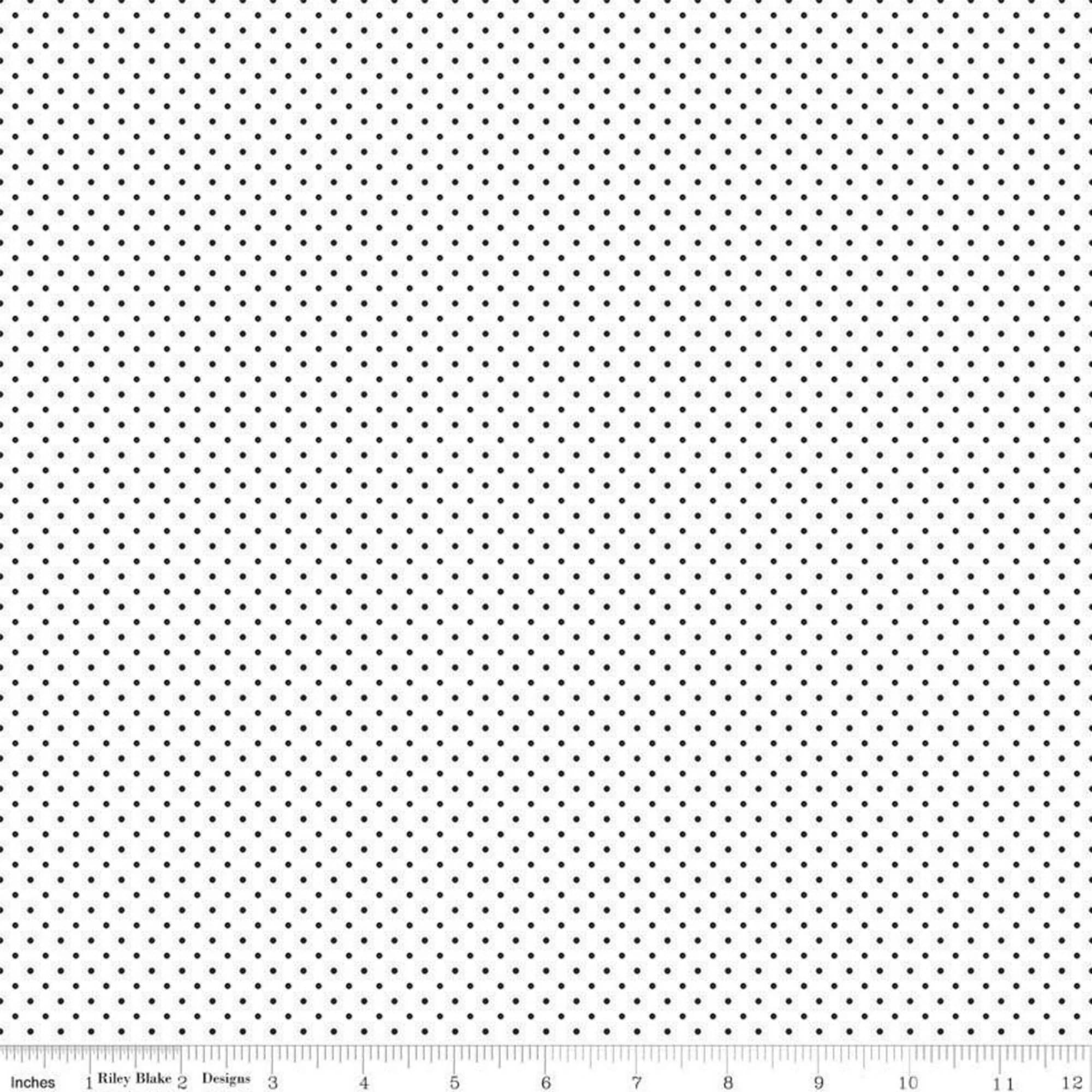 SWISS DOT - Solid White Fabric with Black Polka Dots - by Riley Blake Designs