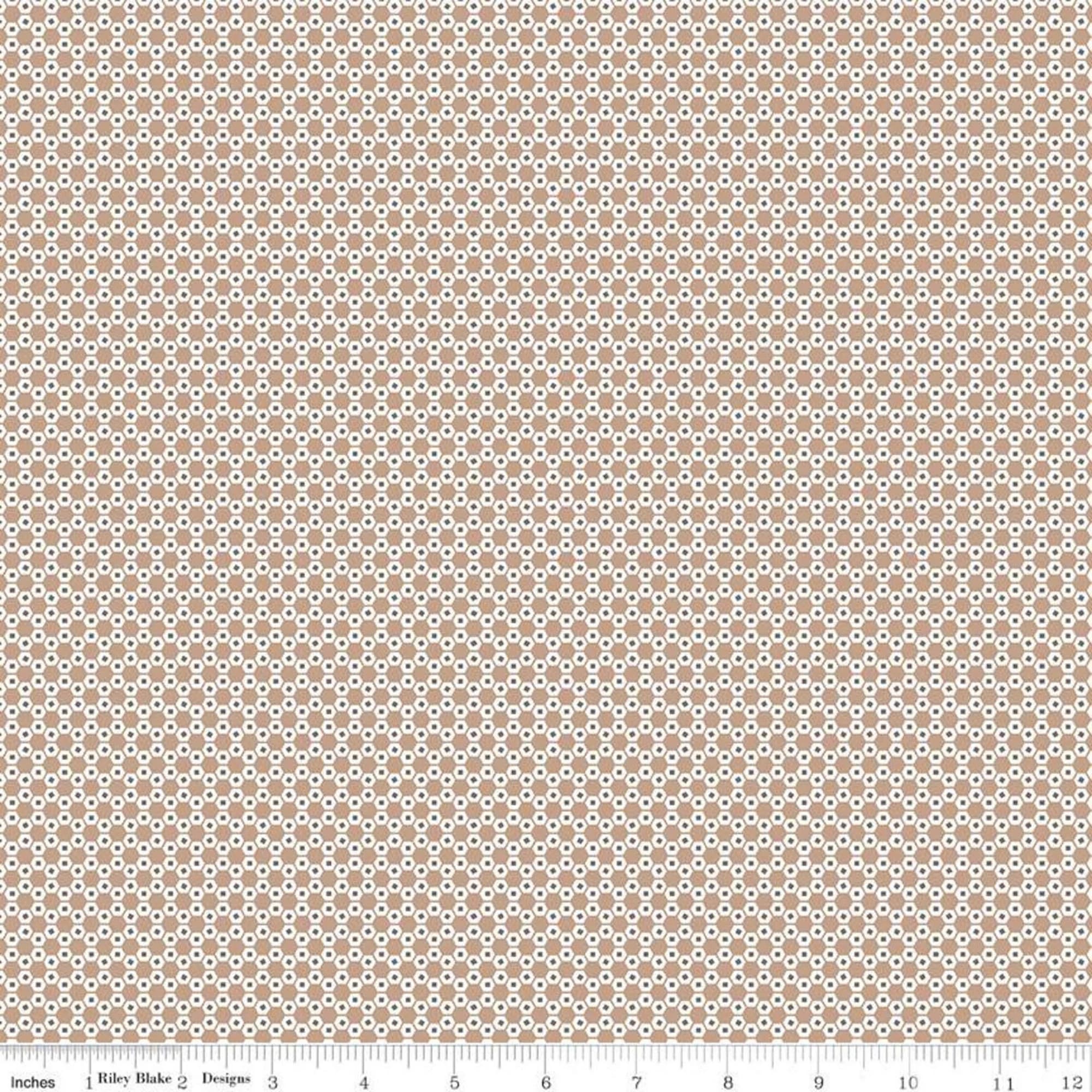STITCH - Hexie on Nutmeg color Quilting Cotton Fabric - Lori Holt of Bee in My Bonnet - Riley Blake Designs - C10933-NUTMEG