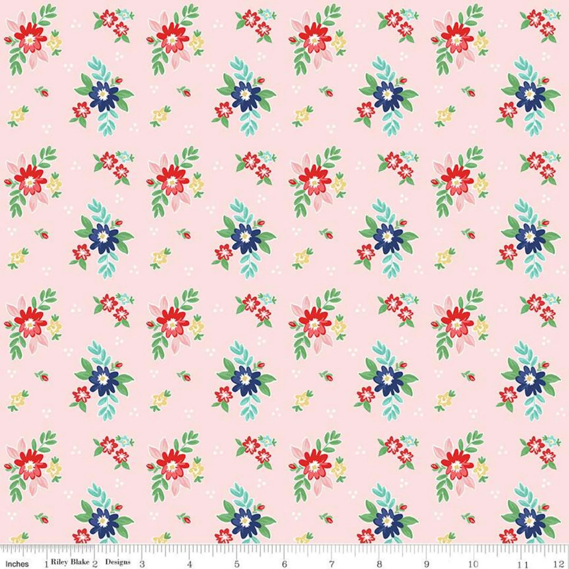 QUILT FAIR - Florals on Pink color Quilting Cotton Fabric - Tasha Noel - Riley Blake Designs - C11351-Pink