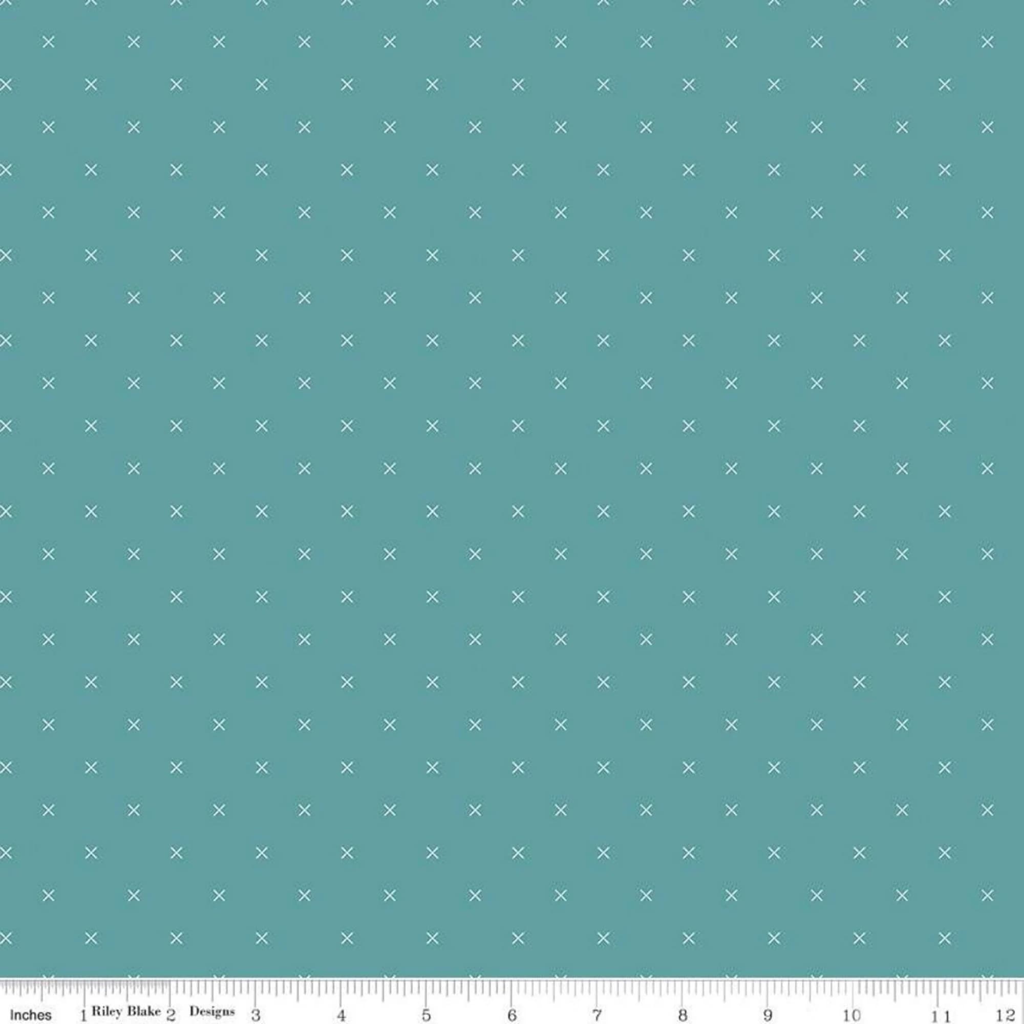 BEE CROSS STITCH - X’s on Rileyteal color Quilting Cotton Fabric - Lori Holt of Bee in My Bonnet - Riley Blake Designs - C745-Rileyteal