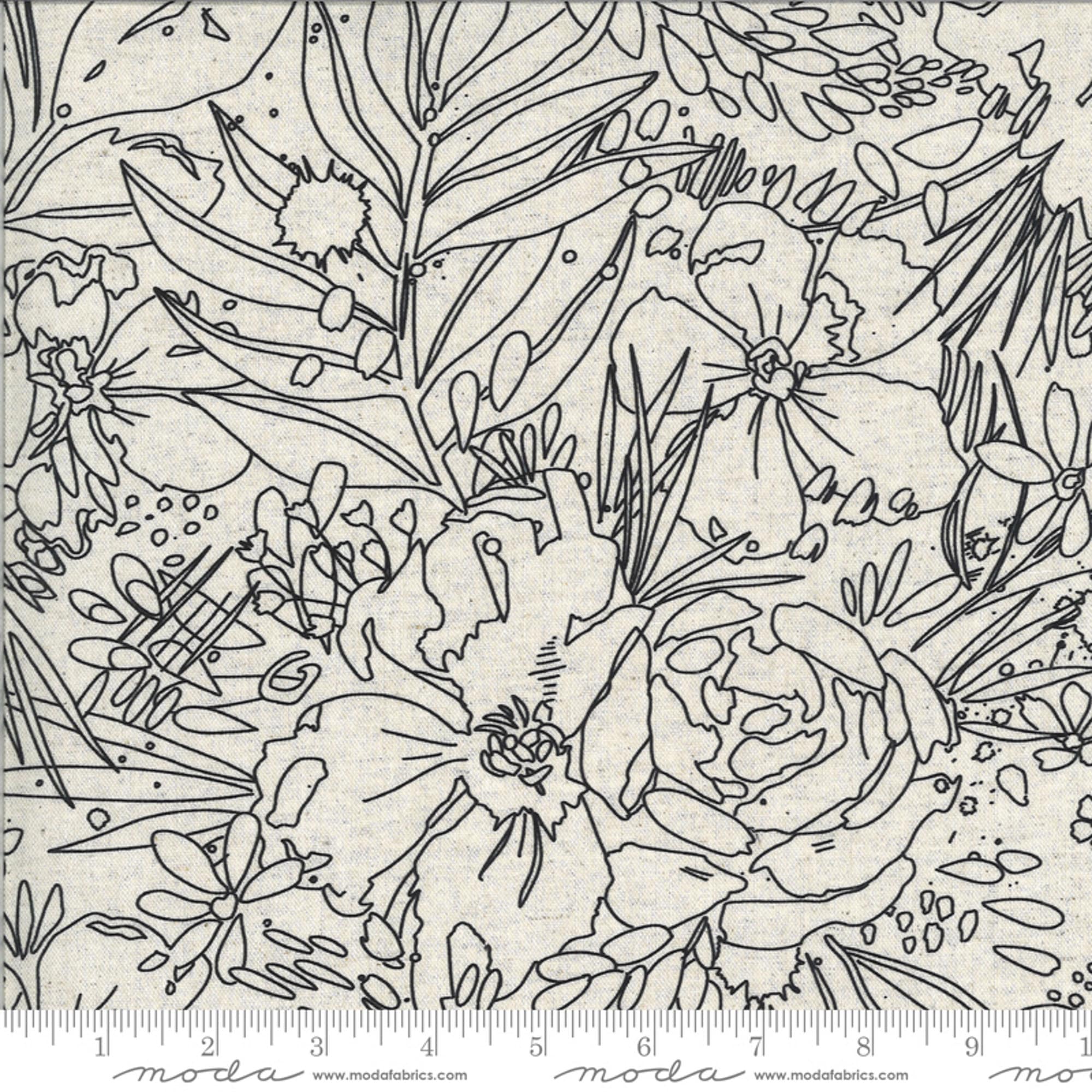 LINEN - Her Garden - Natural - Moody Bloom Collection - Mochi Linen - by Create Joy Project - Moda - ( 8447 11LD-NATURAL )