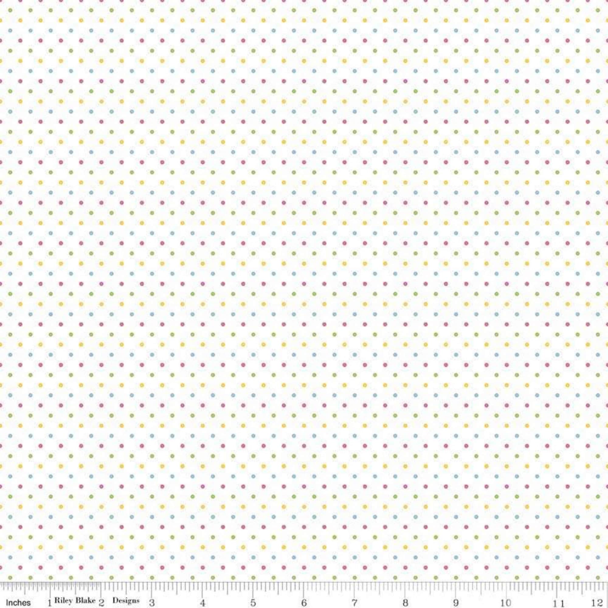 SWISS DOT - Girl color Polka Dots on Solid White color Quilting Cotton Fabric  - by Riley Blake Designs - C660-03-GIRL