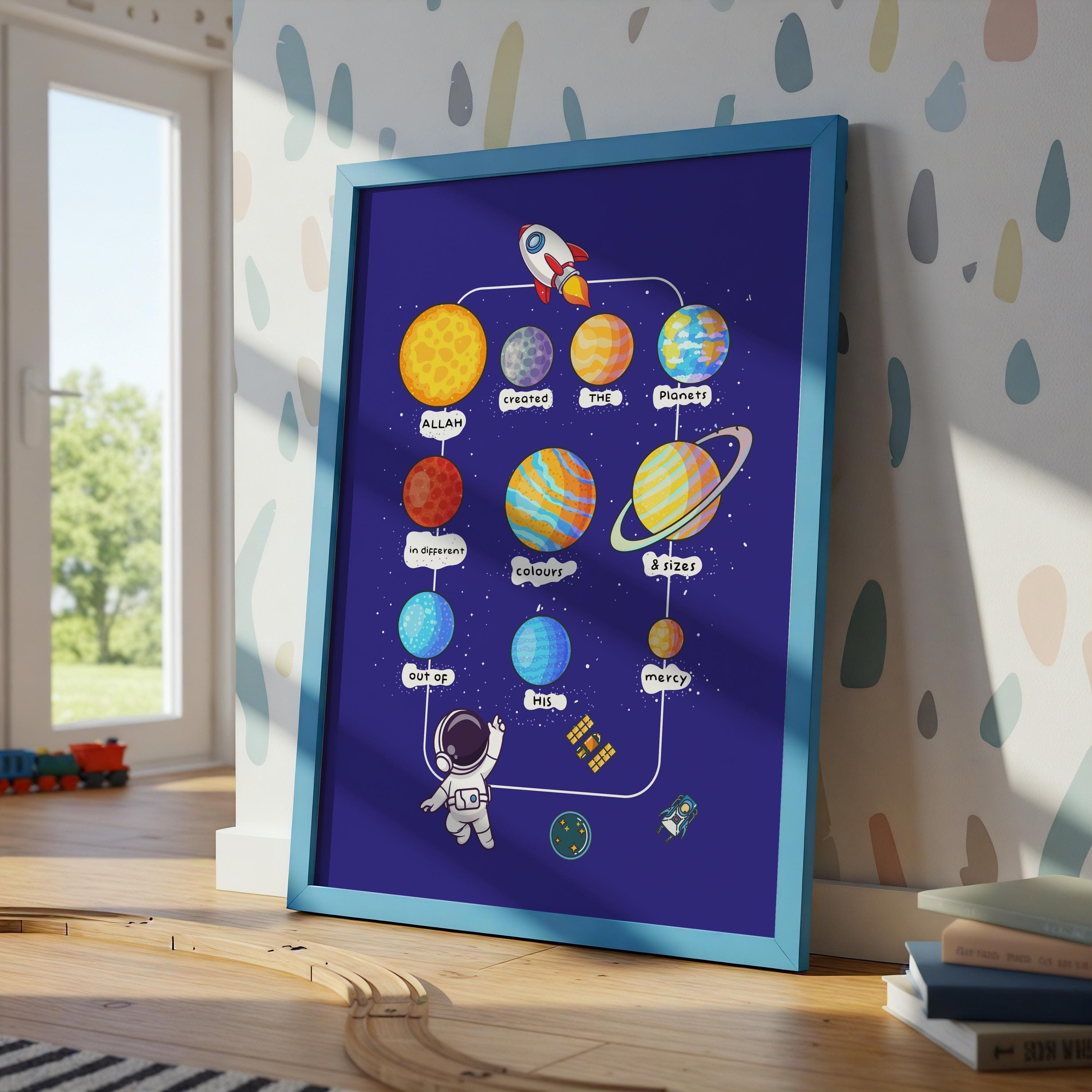 Islamic Space Kids Room Art | Celestial Planet Dua Print