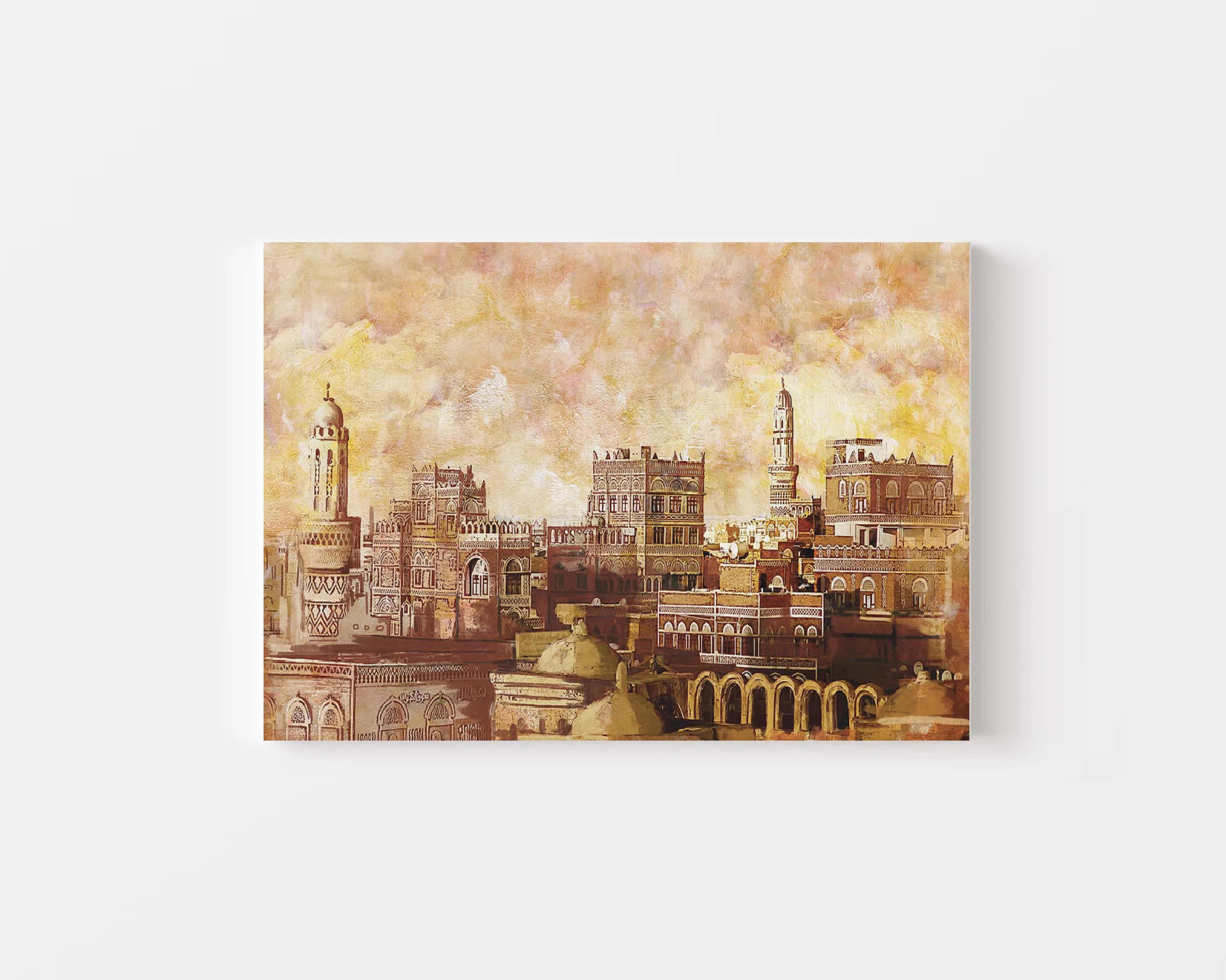 Yemen Landscape | Islamic Gifts | Arabic Decor | Sanaa Mosque Wall Art | Horizontal Poster - image 3
