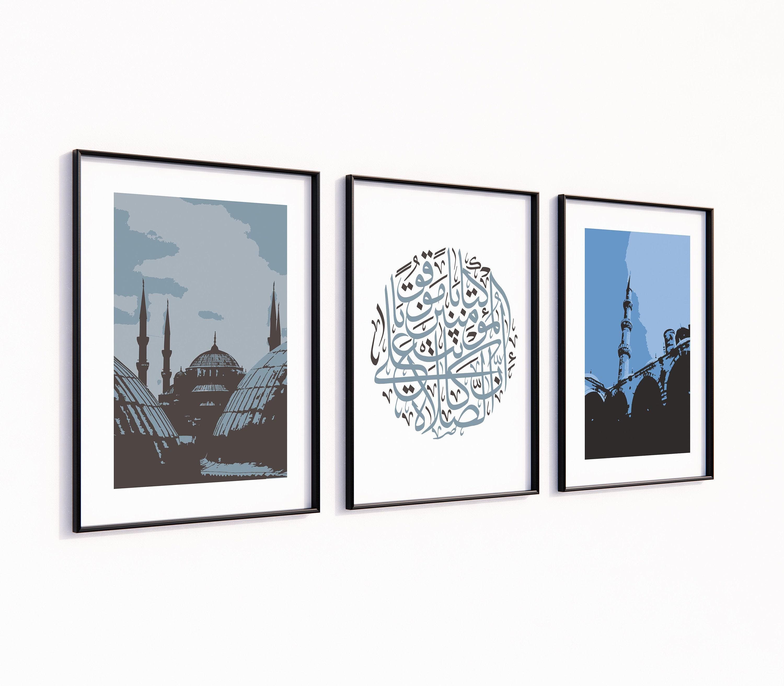 Islamic wall art trio | Mosque decor | Istanbul architecture prints | Blue aqua tones | Gift ideas - image 5