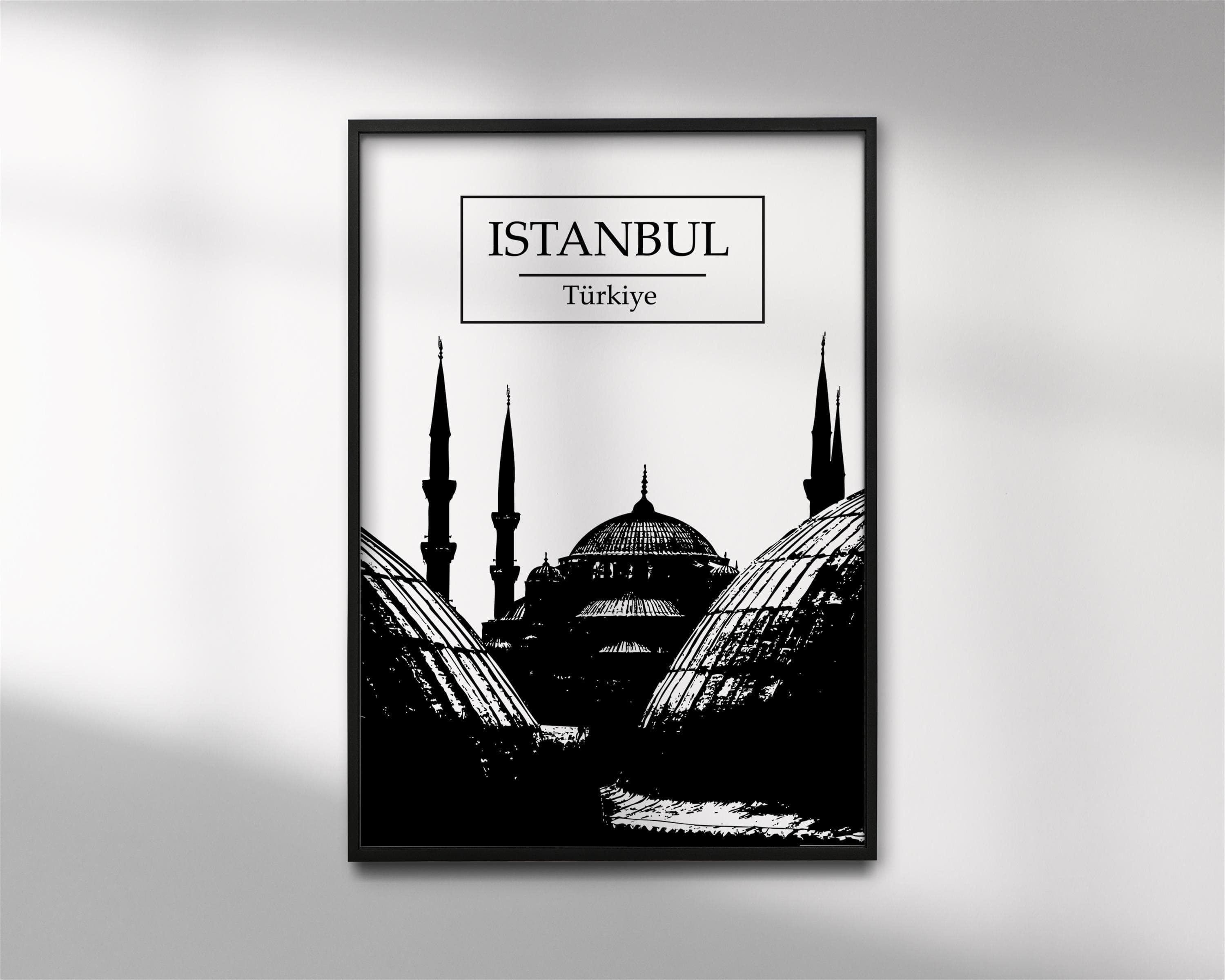 Istanbul Turkish Print | Minimal Black & White Mosque Wall Art | Sultan Ahmet Decor - image 3