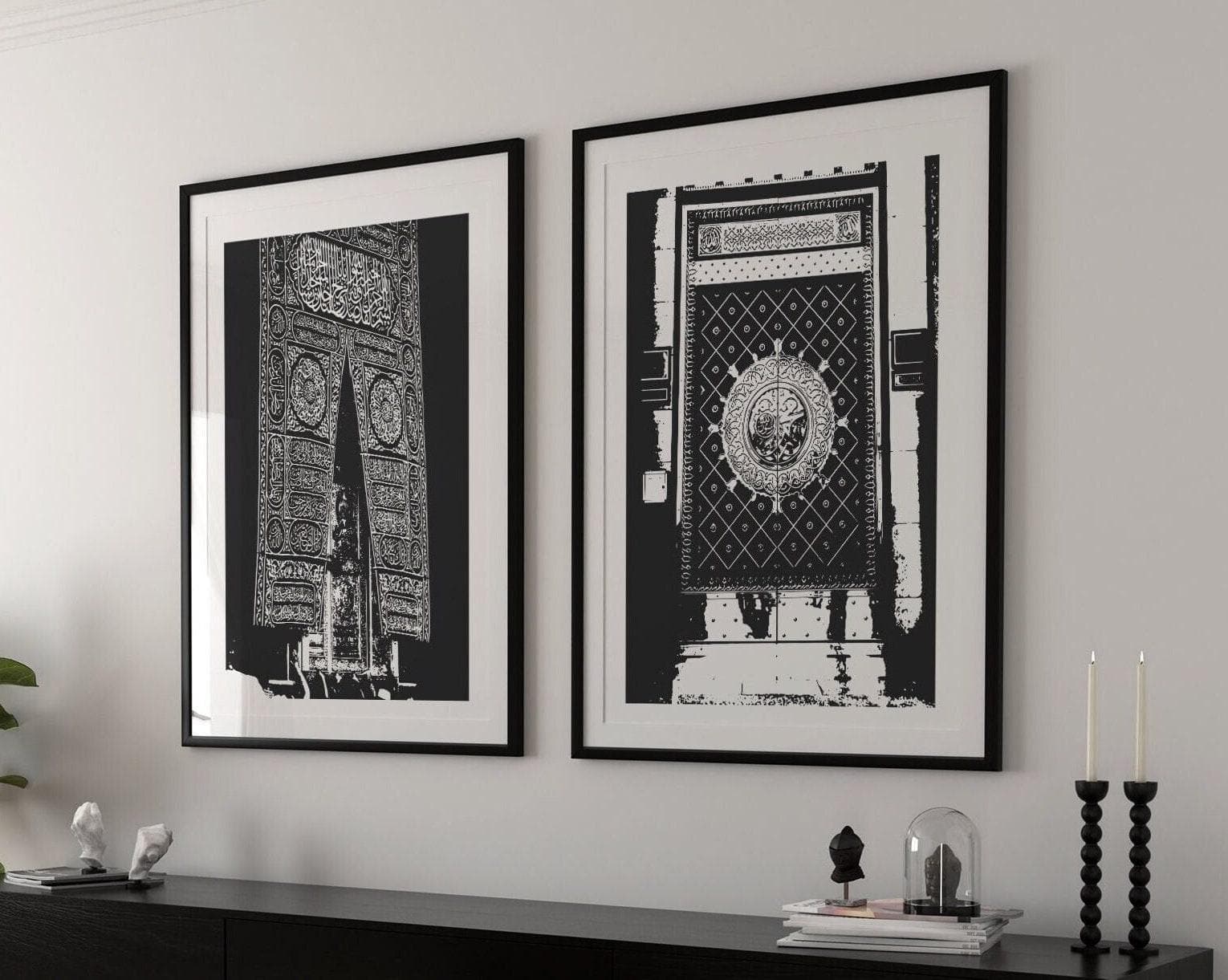 Umrah Haramain Holy Mosque Wall Art | Black and White Islamic Photography of Makkah & Madinah