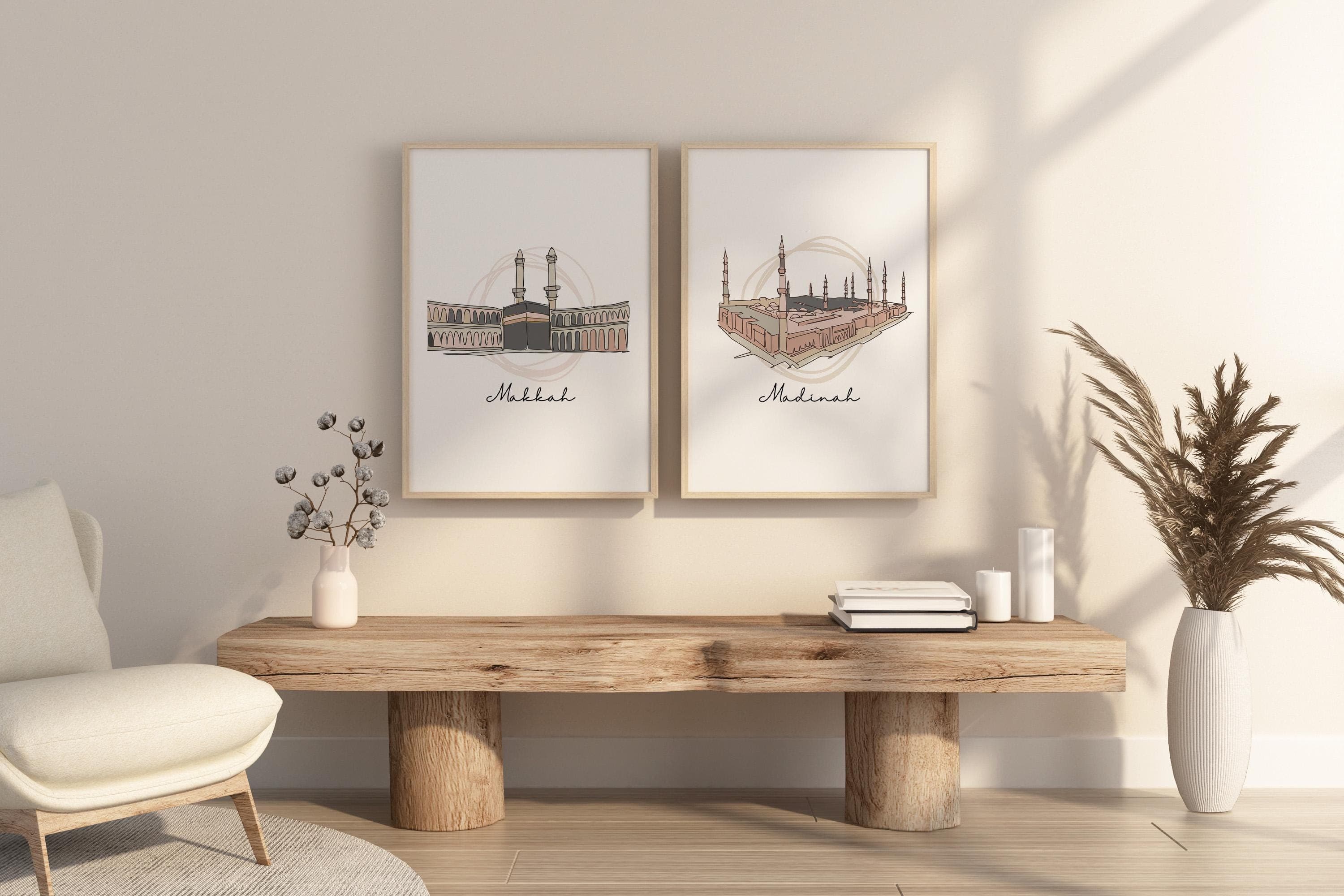 Makkah & Madinah Sketch | Islamic Wall Art Set | Boho Warm Tone Neutral | Haramain Gift - image 5