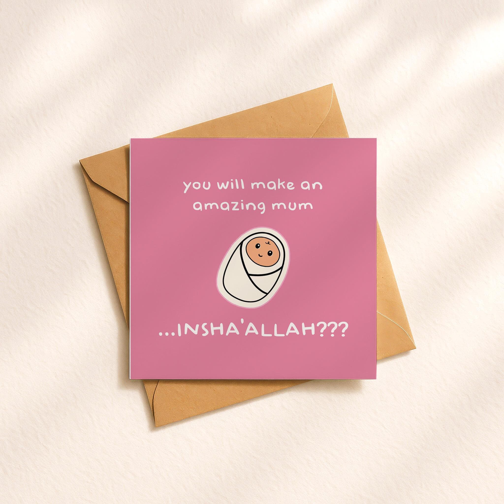 Islamic Newborn Baby Cards | Colorful Modern Square Announcement Cards (Set of 3) - image 5