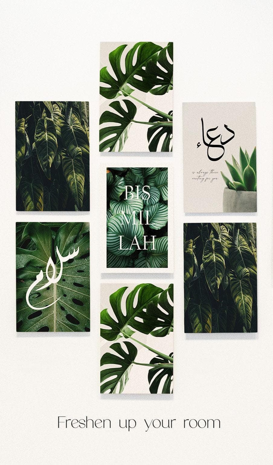 Islamic Wall Art, Botanical Monstera Leaf Print, Arabic Calligraphy - image 5