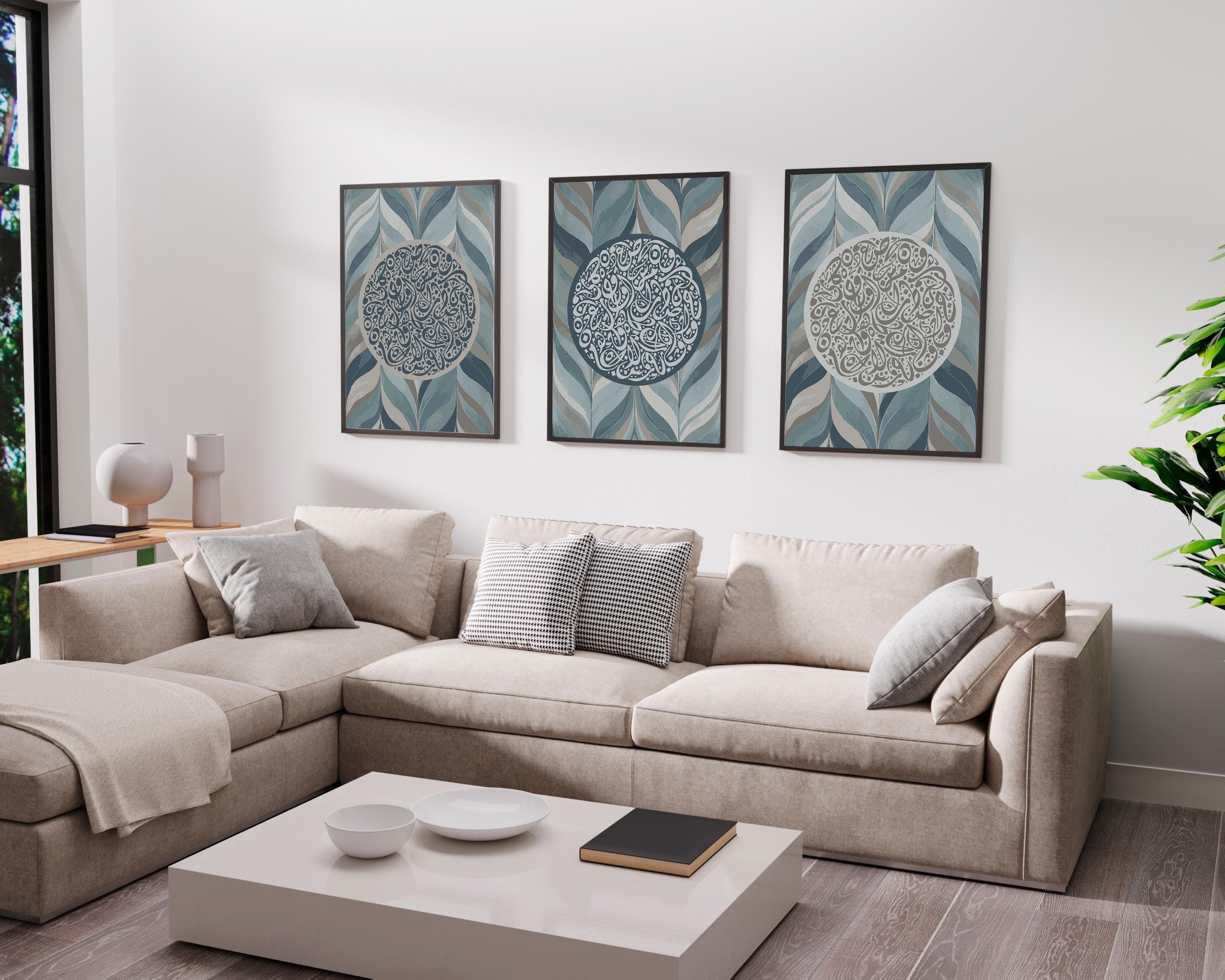 Duck Egg Blue Islamic Wall Art Set, Arabic Calligraphy Prints - image 3