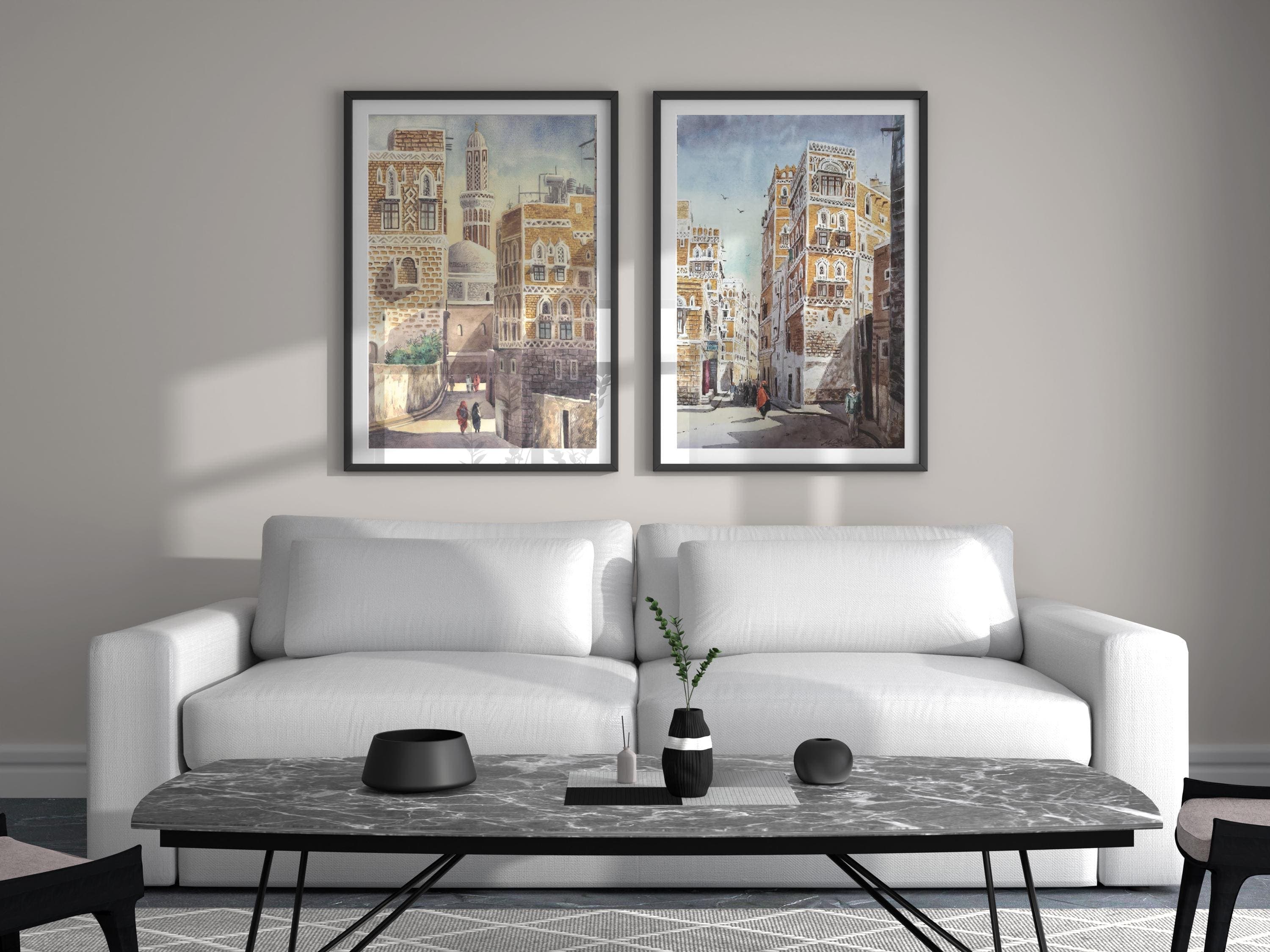 Yemen Wall Art, Sanaa City Poster, Arabic Decor, Middle Eastern Islamic Painting - image 5
