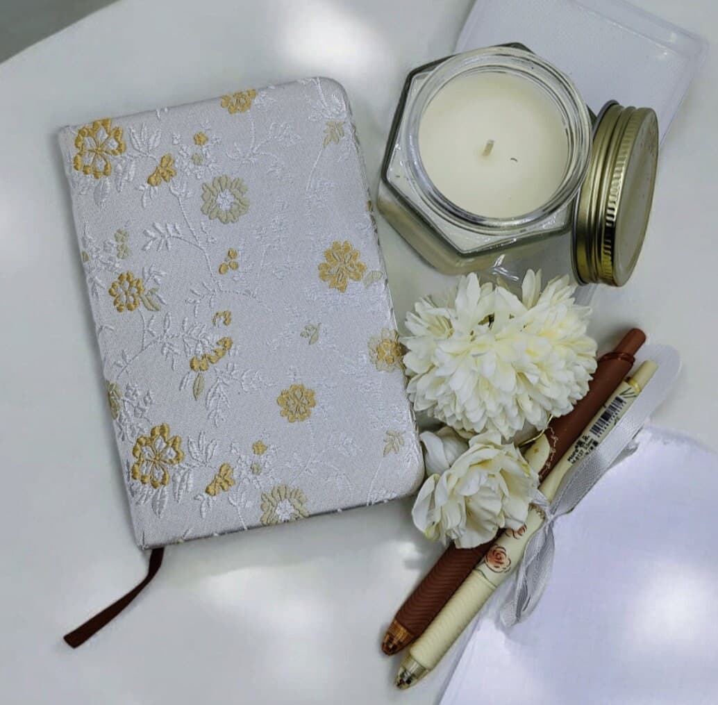 Adorn Collection Hijab & Stationery Gift Box | Floral Notebook, Candle, Pens - image 2