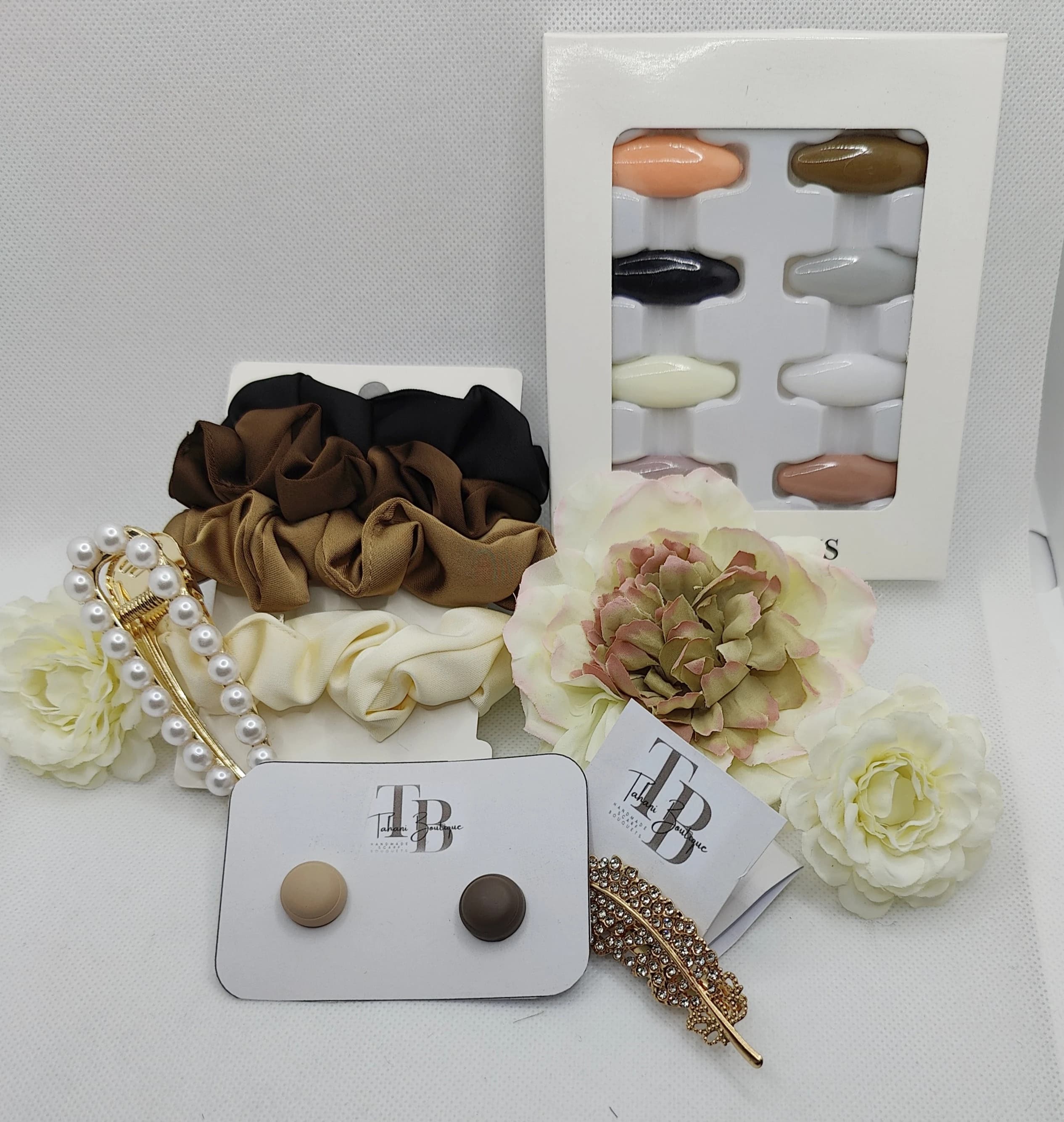 Hijab Gift Box | Fabric, Floral Accessories, Pearl Clip - image 3