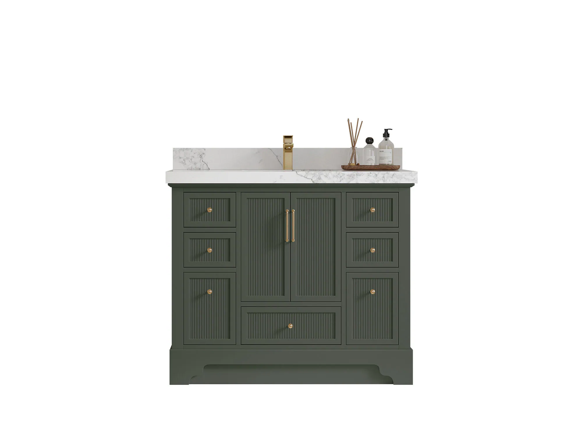 Alys 42 in. W x 22 in. D Single Sink Bathroom Vanity in Pewter Green with Quartz or Marble Countertop | Modern Vanity