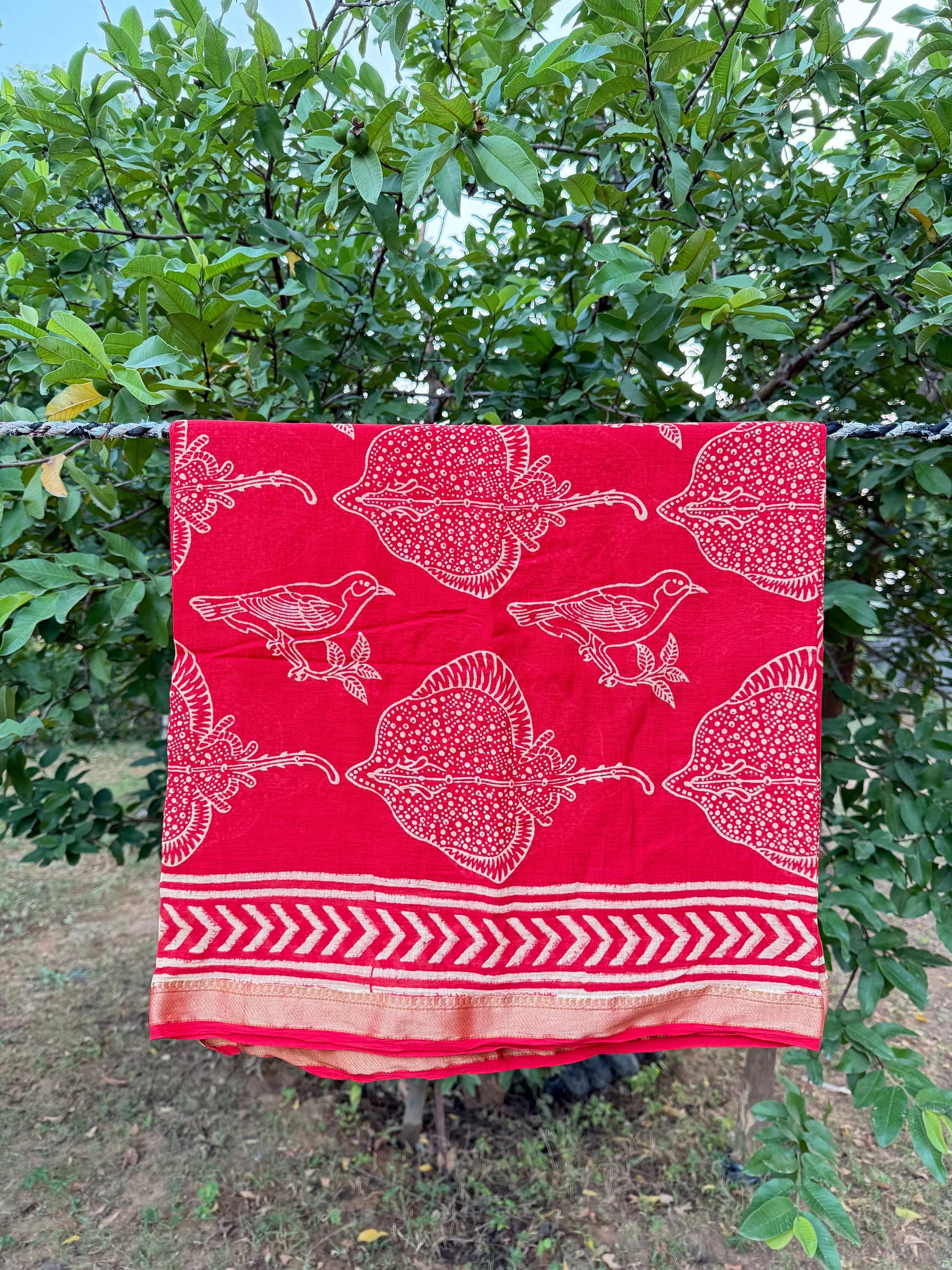 Hand Block Print Cotton Sarong: Stingray & Sparrow Scarf, Beach Cover Up