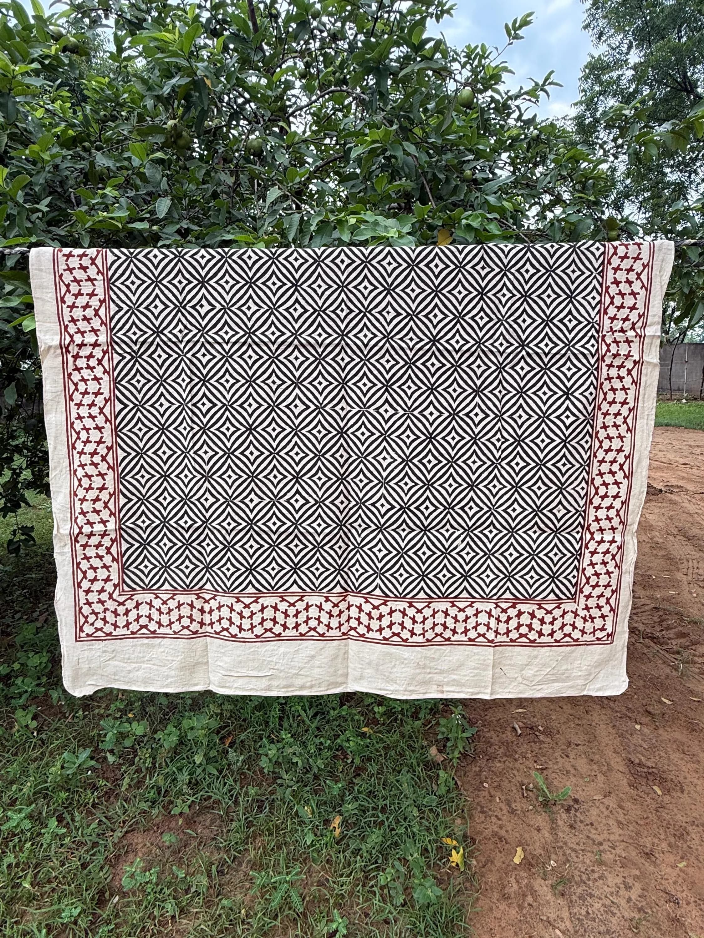 Linen Hand Block Printed  Square Scarf,Hijab for Women, linen head scarf gift,Women face cover,Hijab Head cover,Hand made Head cover - image 5