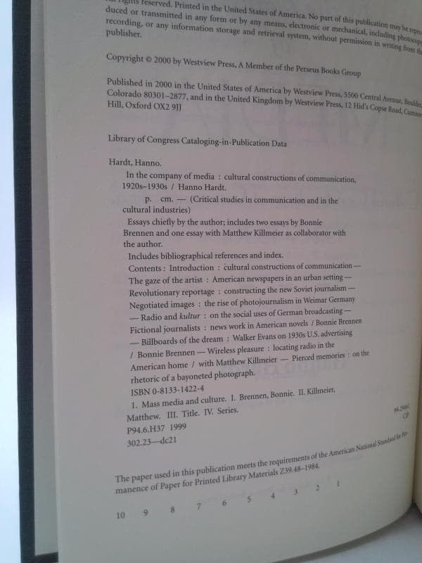 In the Company of Media: Cultural Constructions of Communication 1920'S-1930'S by Hanno Hardt - image 3