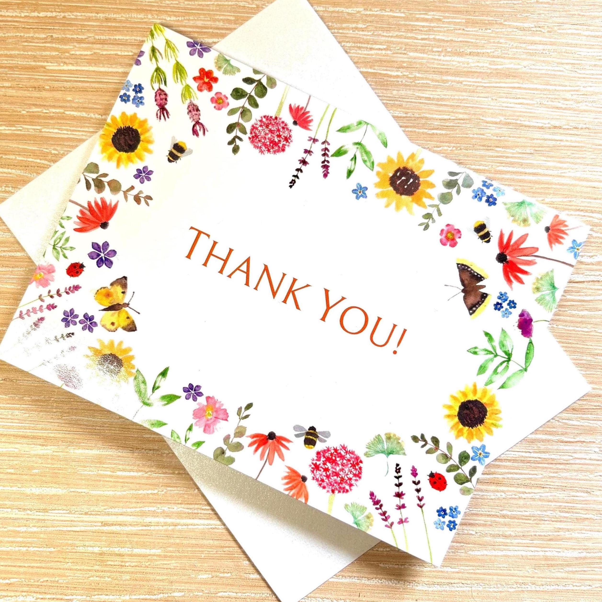 Watercolour Thank You Card: Floral Greeting Card