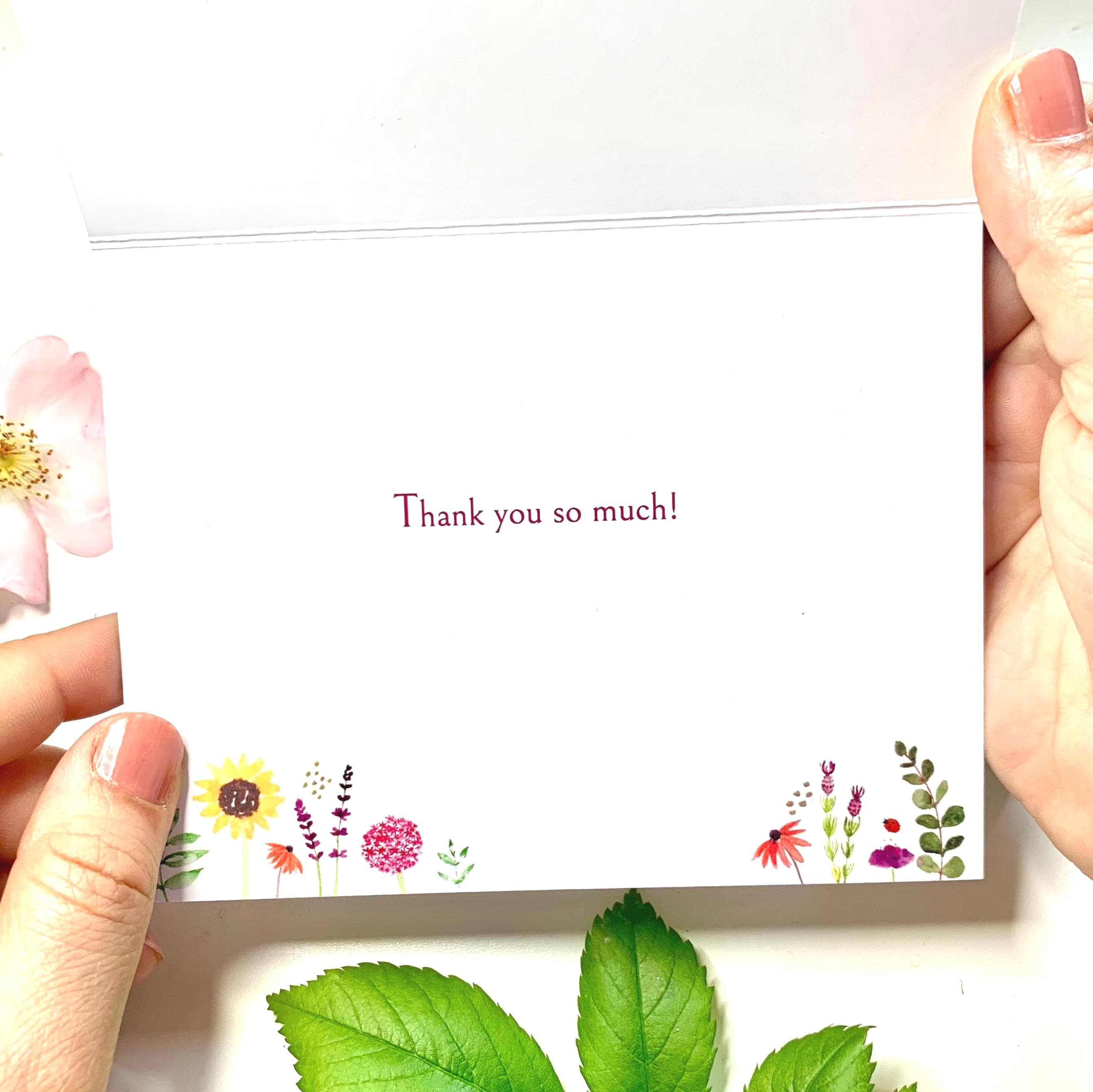 Watercolour Thank You Card: Floral Greeting Card - image 4