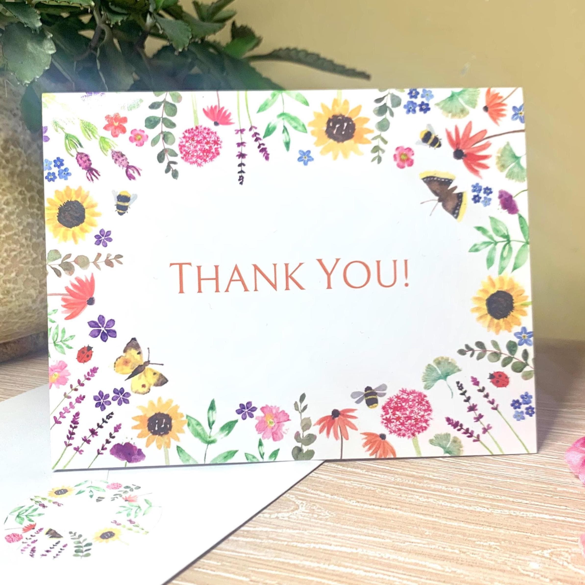 Watercolour Thank You Card: Floral Greeting Card - image 2