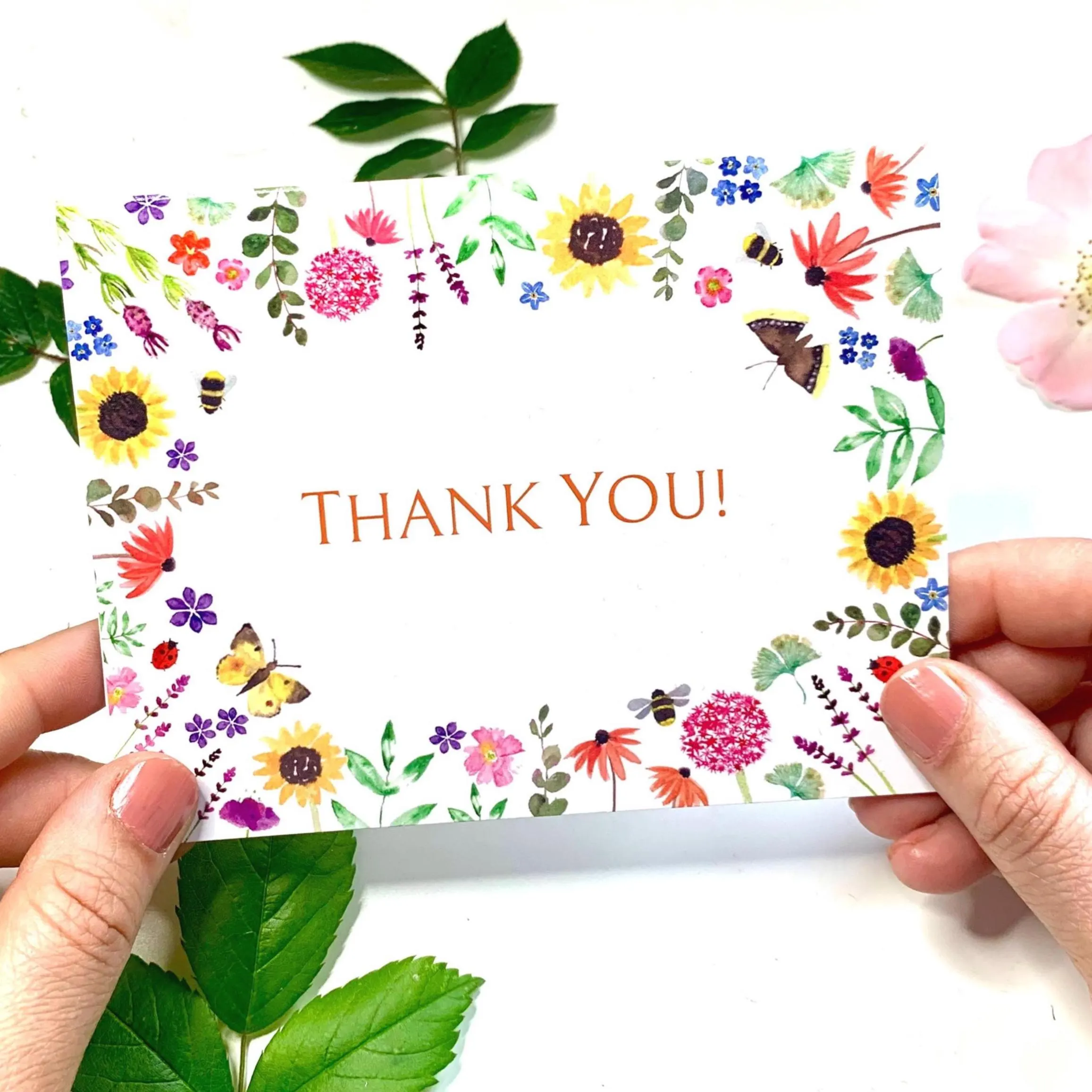 Watercolour Thank You Card: Floral Greeting Card - image 5